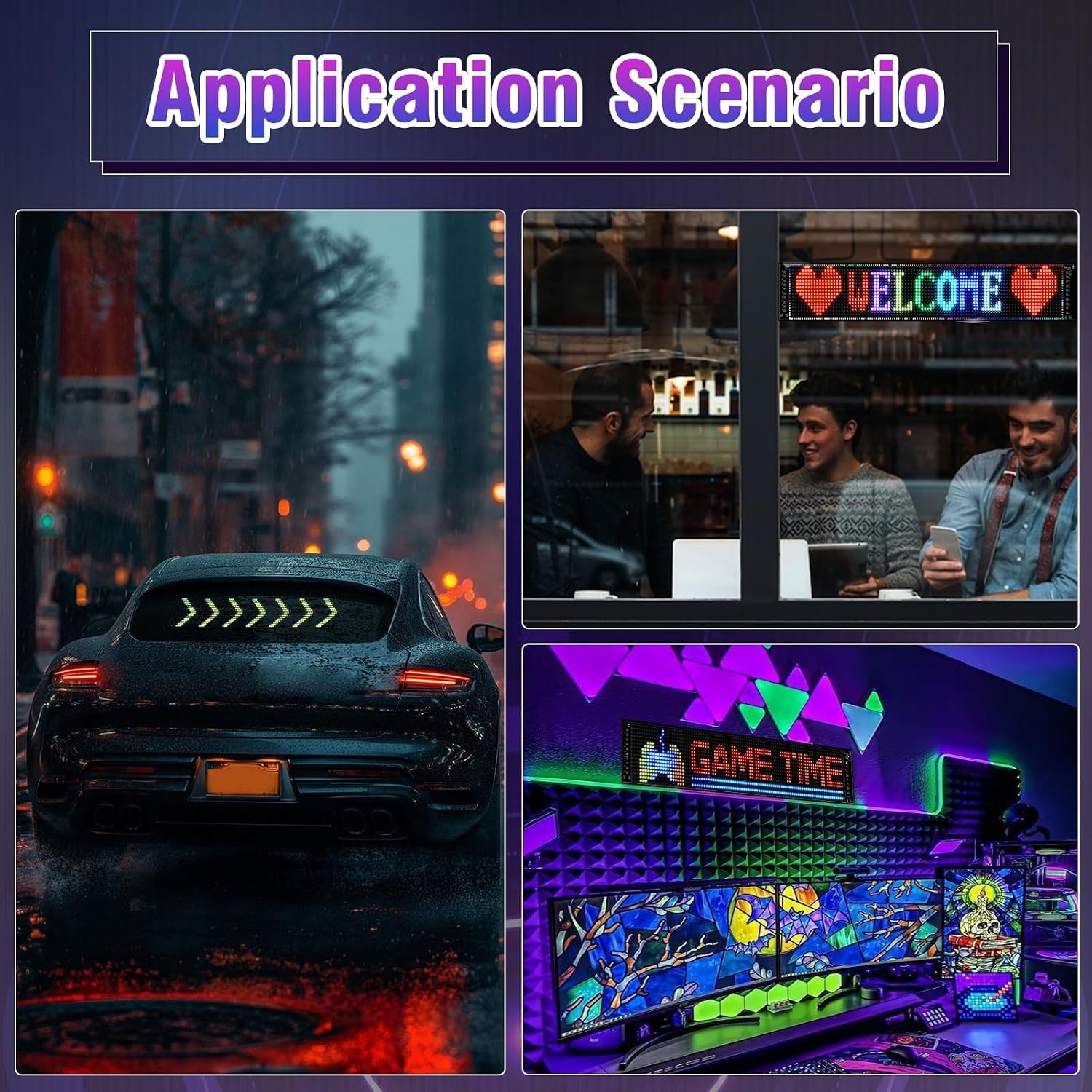 Custom LED Car Sign, Bluetooth App Control, Brightness