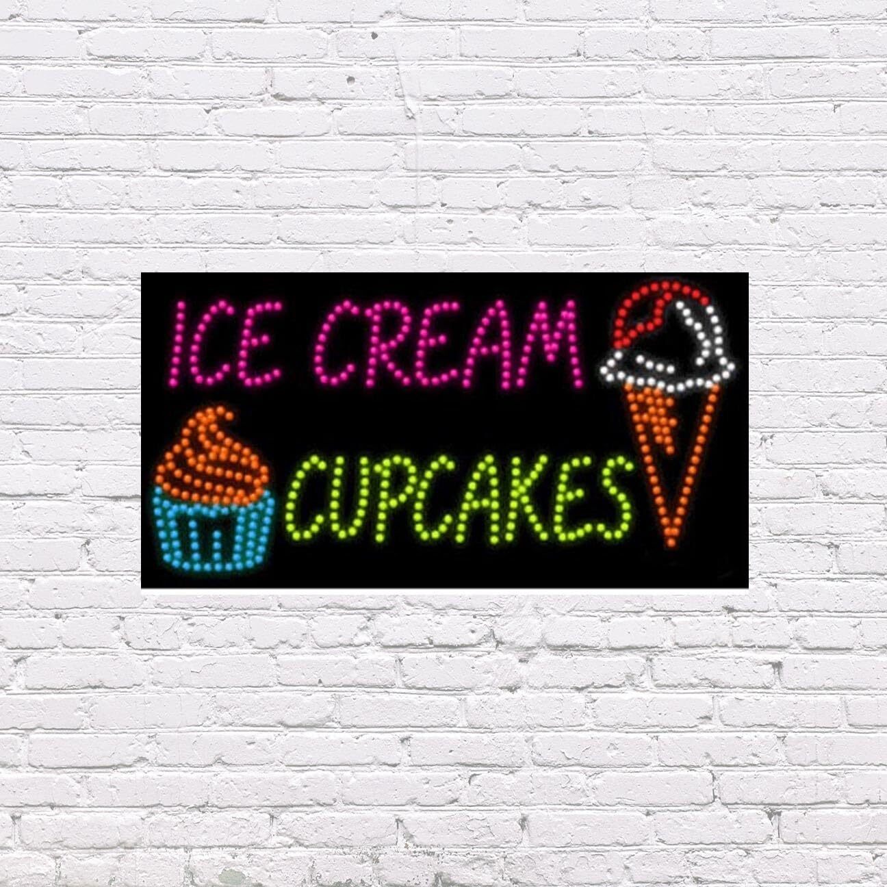 LED Ice Cream Cupcakes | Light-up Sign | 31″W x 17″H x 2″D