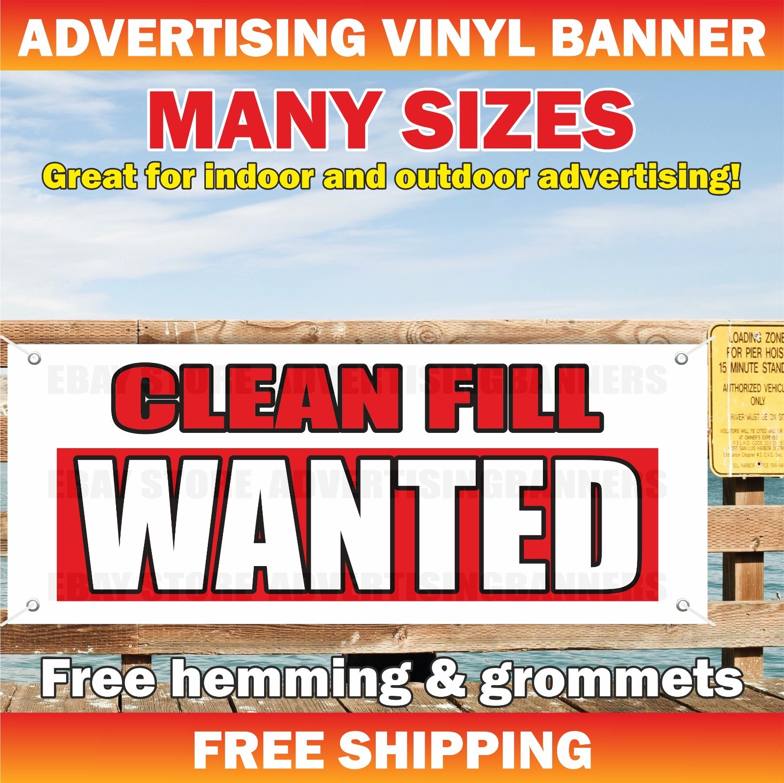 CLEAN FILL WANTED Advertising Banner Vinyl Mesh Sign
