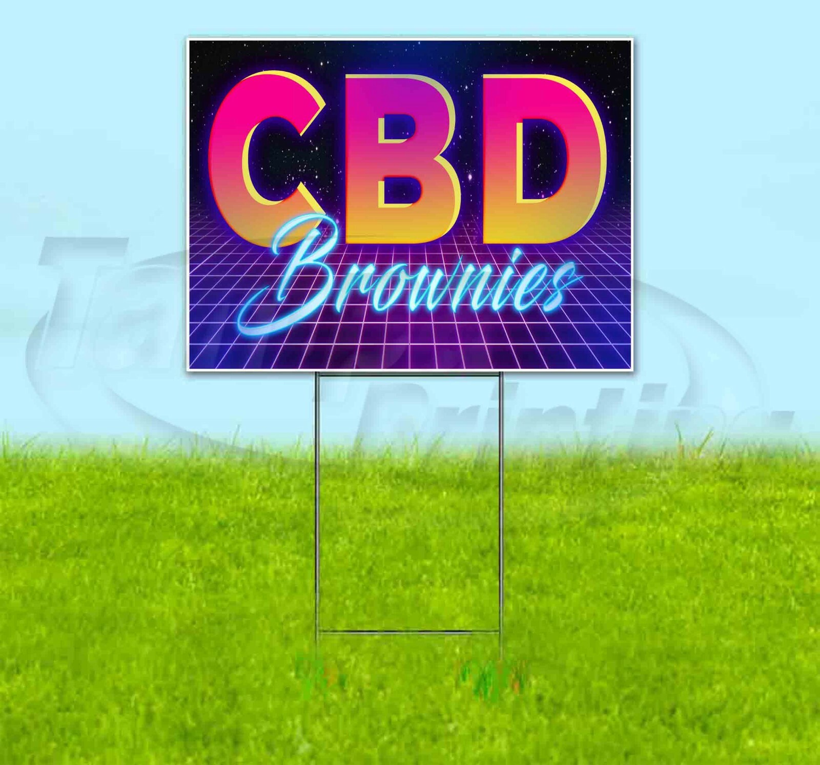 CBD BROWNIES Yard Sign Corrugated Plastic Bandit Lawn Decoration USA 80’s