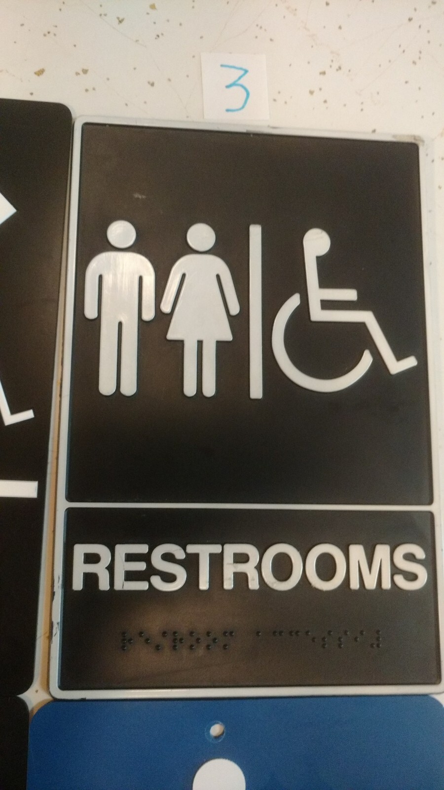 Lot of 6 Men and Women Handicap Braille Restroom and Exit Signs ADA Compliant