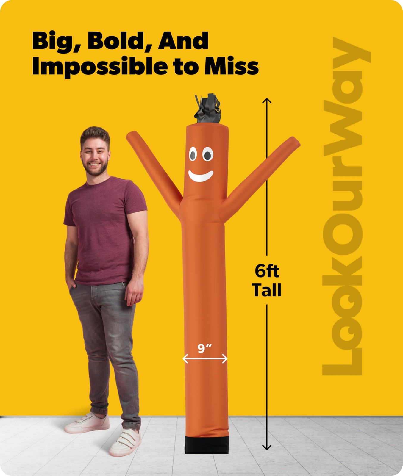 Air Dancers Wacky Waving Inflatable Tube Man Attachment 6 Feet Tall Orange