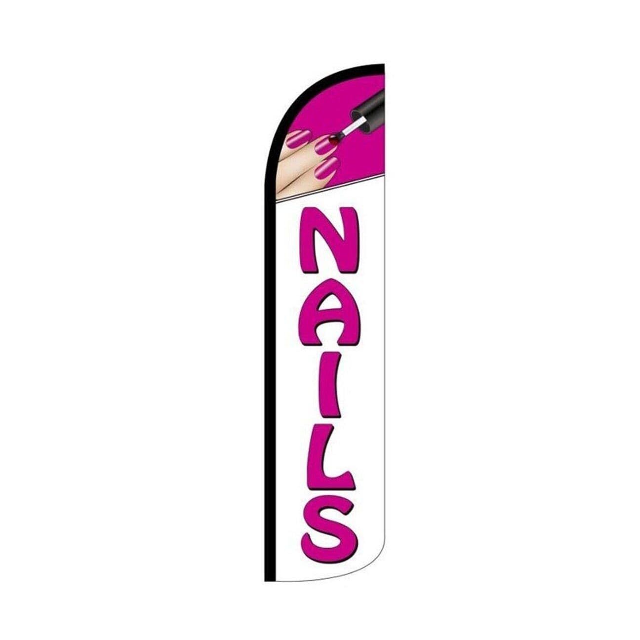 Nails Swooper Flutter Windless Feather Flag | 3ft W x 11.5ft Tall