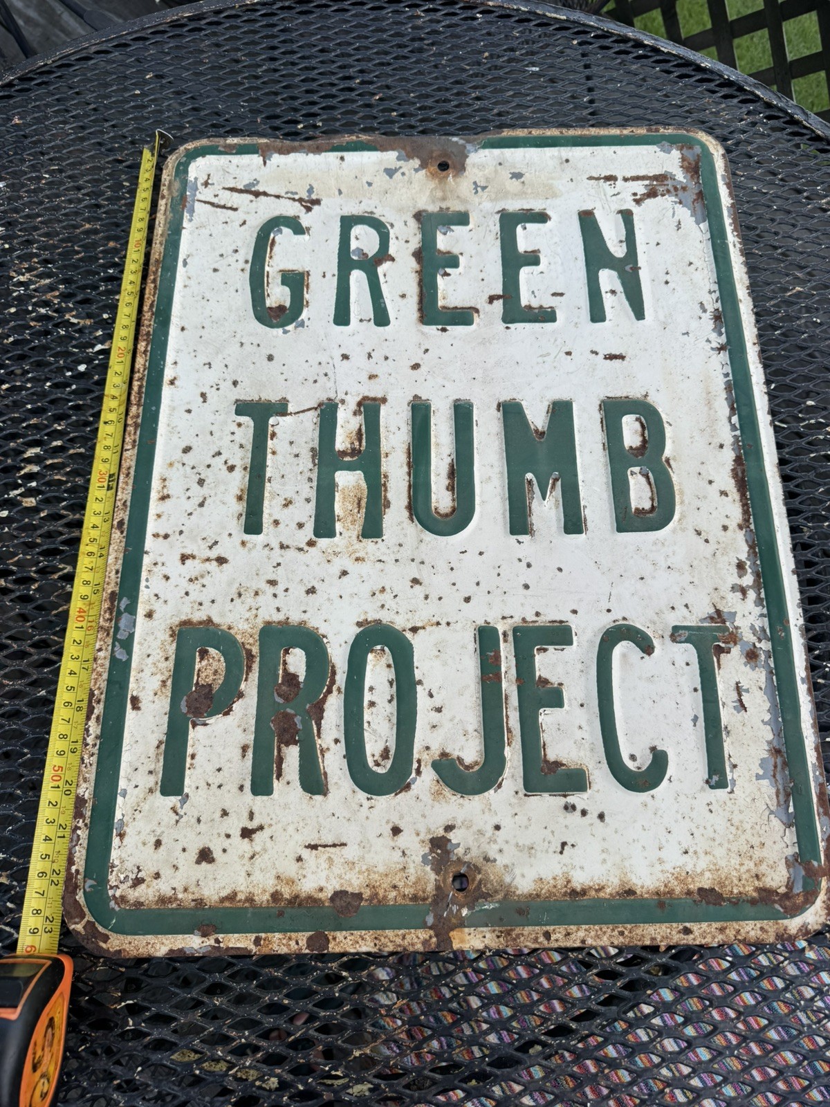 Green Thumb Project-Solid Steel Street Sign-1978-SUPER RARE- One of a kind
