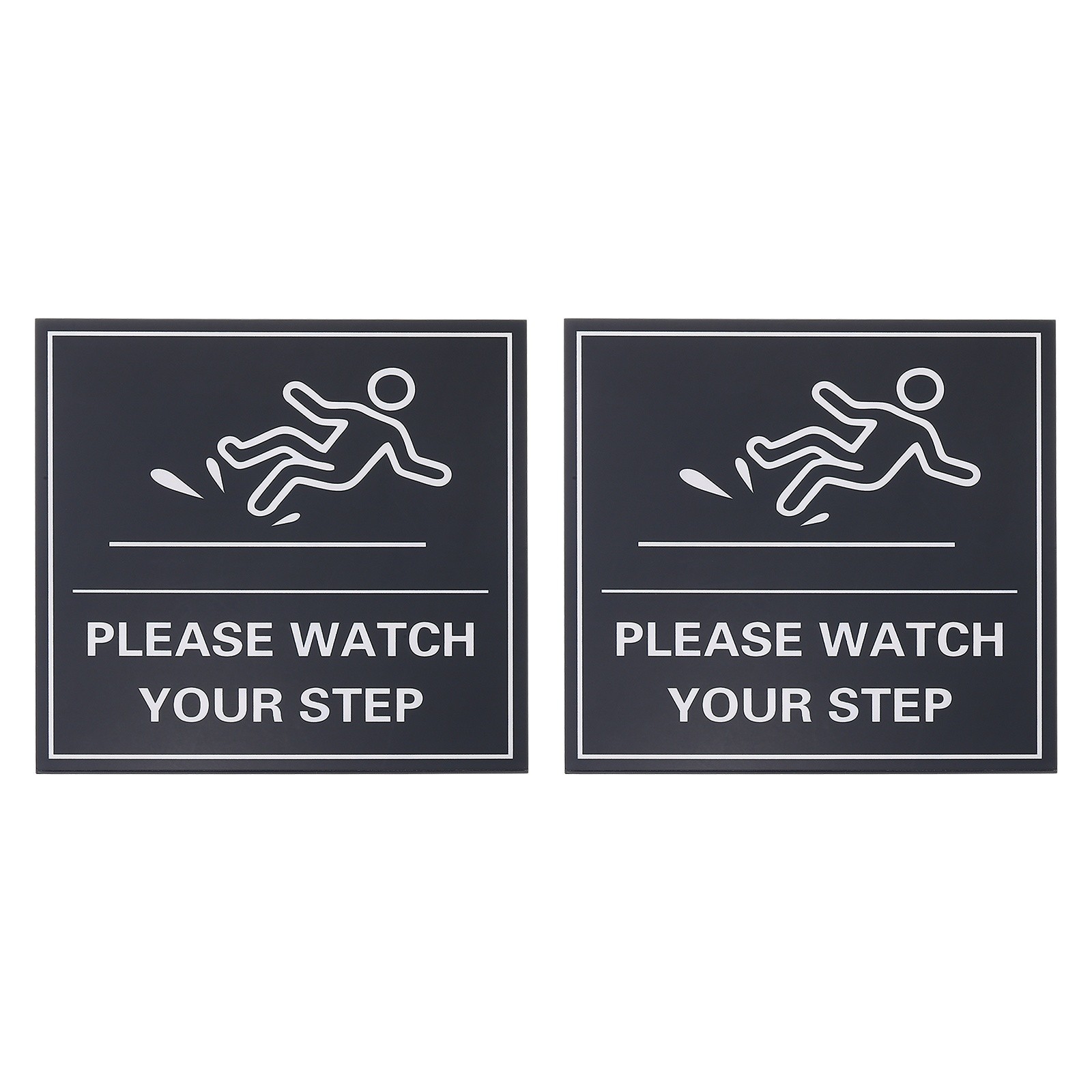 4″ x 4″ Please Watch Your Step Sign, 2 Pcs Warning Sign, Black with White Text