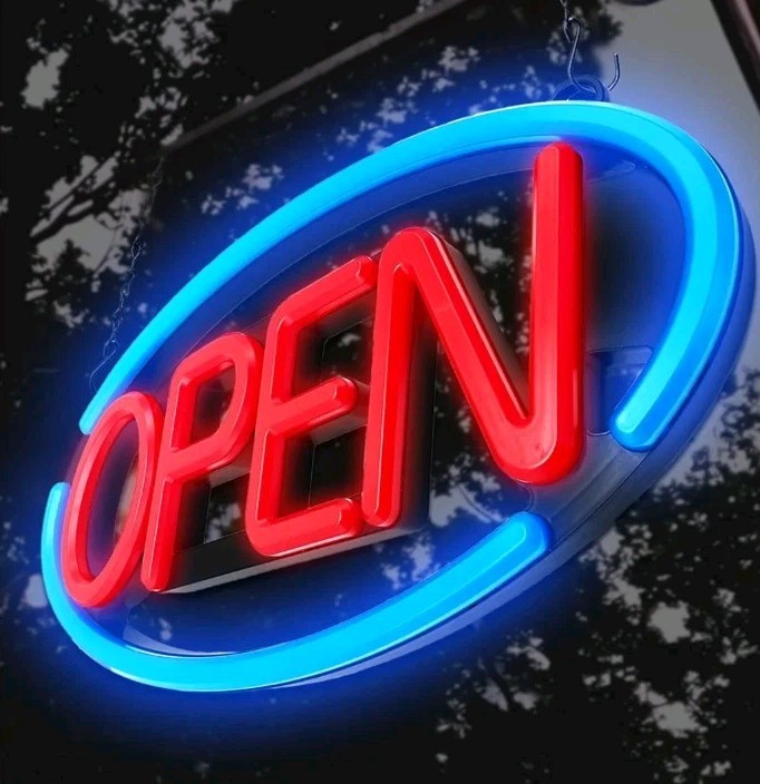 LED Open Sign, Bright Open Sign for Business Window with Remote Control, 24×12