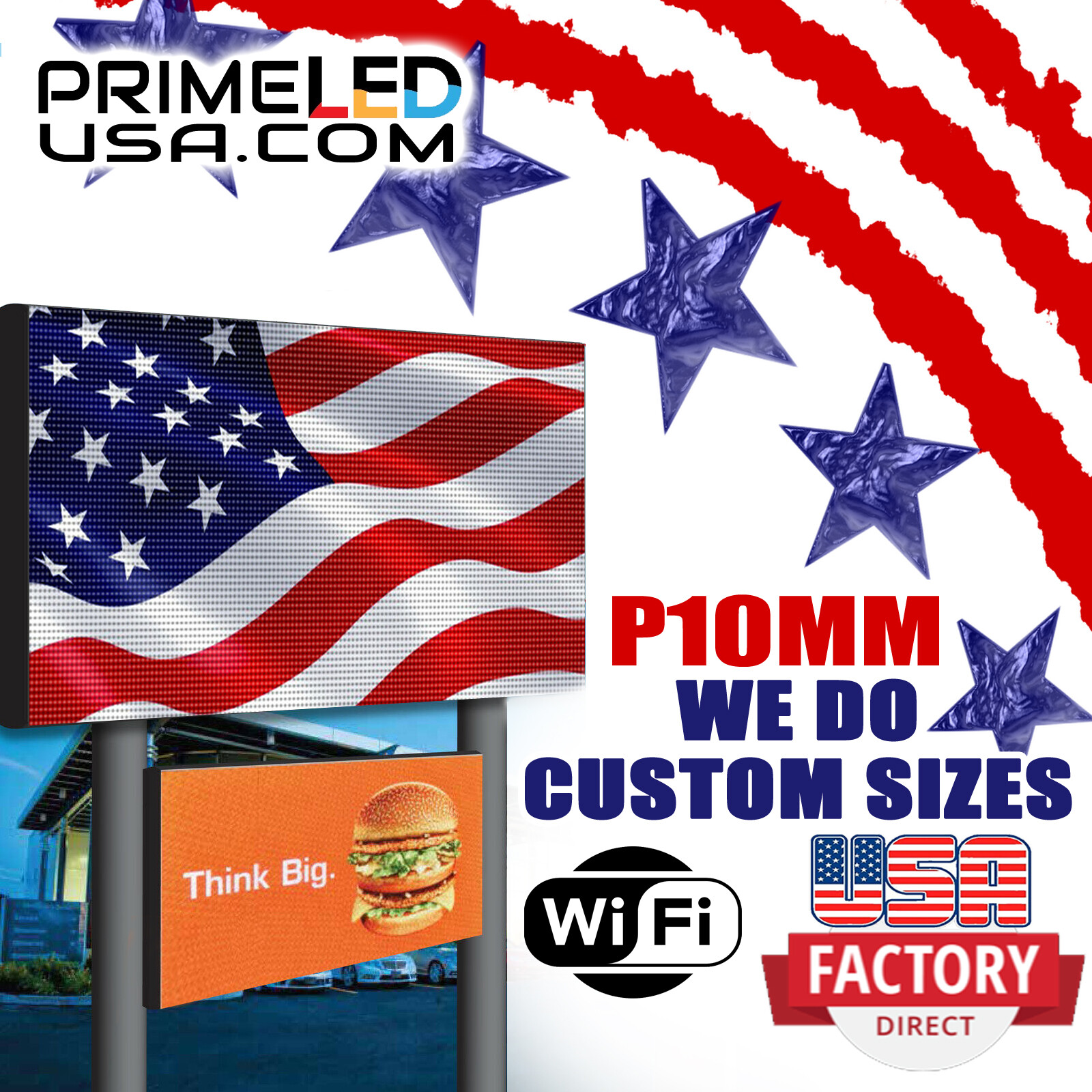 LED Sign P10 SMD FULL COLOR INDOOR/OUTDOOR WIFI LED (25.25″ x 25.25″)