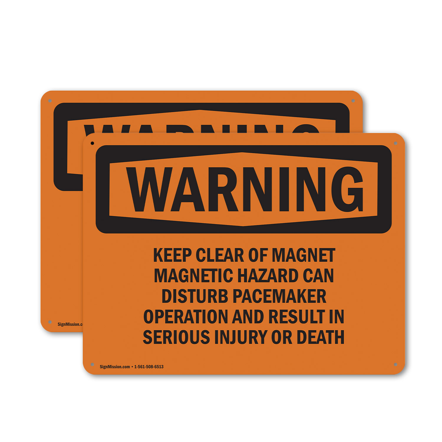 (2 Pack) Keep Clear Of Magnet Magnetic Hazard Can OSHA Warning Sign Decal Metal