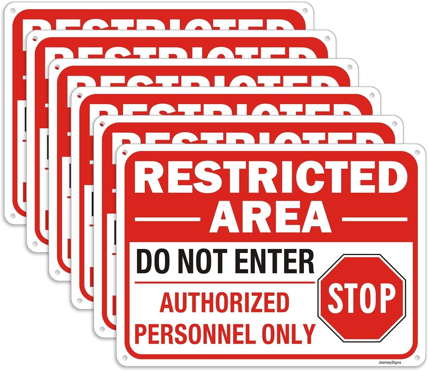 6 Pack Restricted Area Signs, Do Not Enter Sign, 10″x7″ Authorized Personnel …