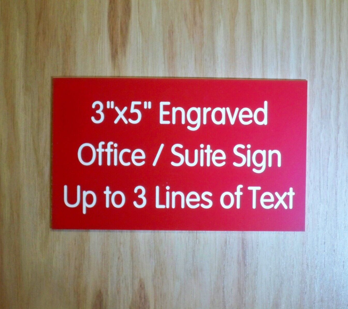 Custom Engraved 3×5-inch Red Sign | Add Your Wording | with Adhesive Backing