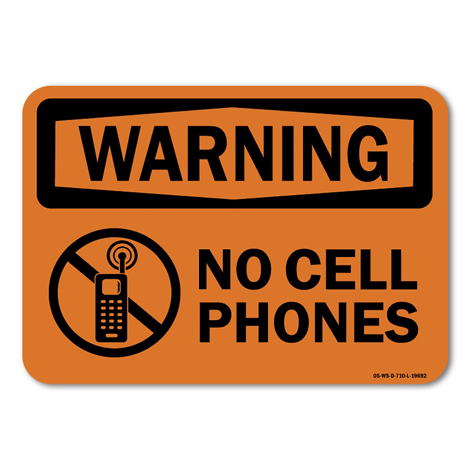 No Cell Phones ANSI Warning Sign Metal Plastic Decal