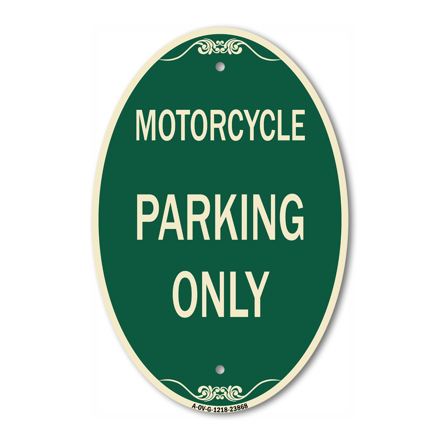 SignMission Designer Series Sign – Motorcycle Parking Only 12″ x 18″ Metal Sign