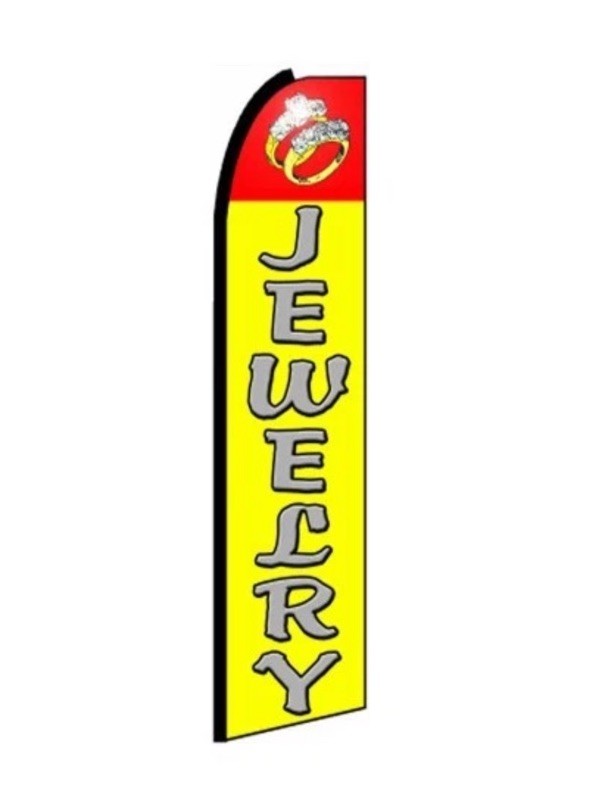 JEWELRY Red 3′ Wide Advertising Sign Swooper Feather Flutter Banner Flag Only