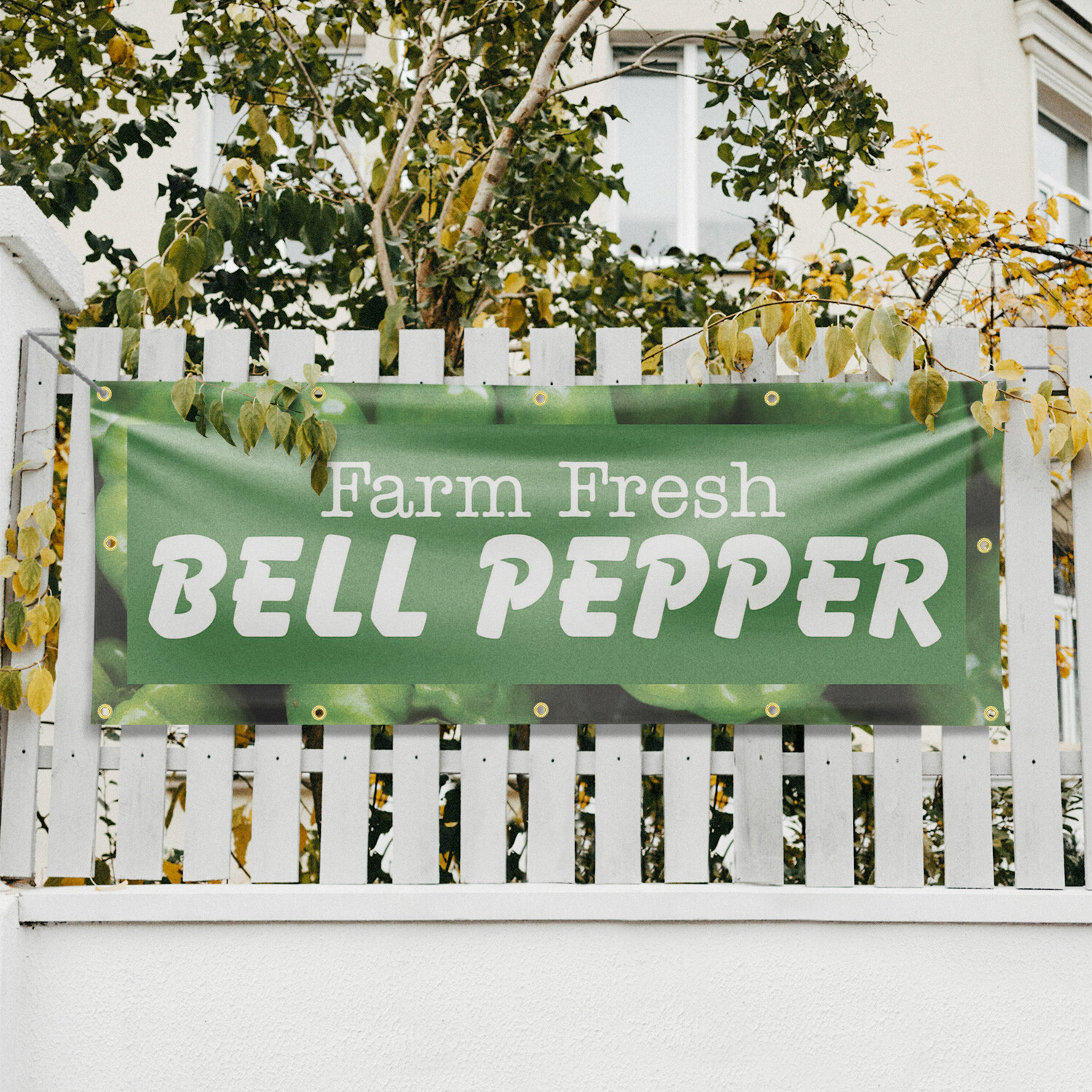Farm Fresh Bell Pepper Vinyl Banner Sign with Metal Grommets Heavy-Duty