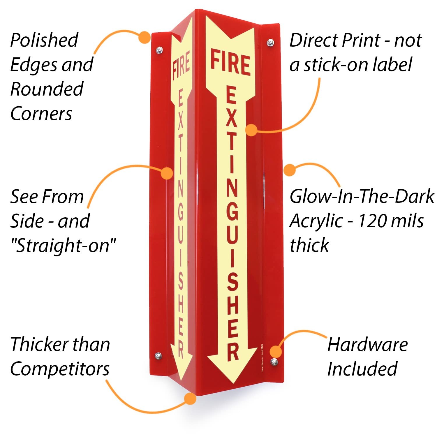 “Fire Extinguisher” Two-Sided V-Shaped Projecting Sign with Down Arrow, 18 x …