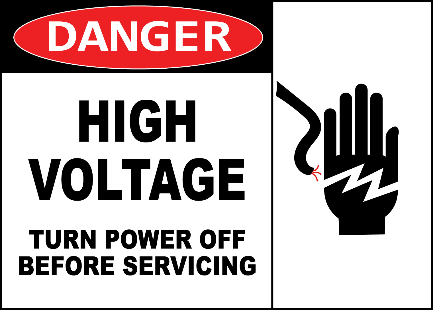 DANGER HIGH VOLTAGE TURN POWER OFF SERVICING | Adhesive Vinyl Sign Decal