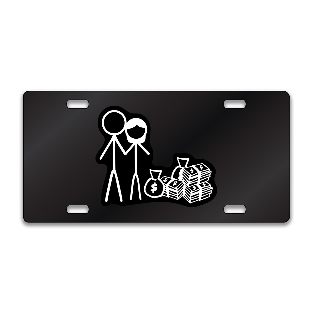 STICK FIGURE FAMILY NO KIDS $ Chrome or Black Acrylic License Plate LP0203