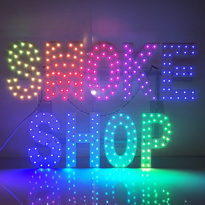 EPL Signs SMOKE SHOP RGBW Wave LED Sign 15″x24″ Remote 4G Full-color Changes