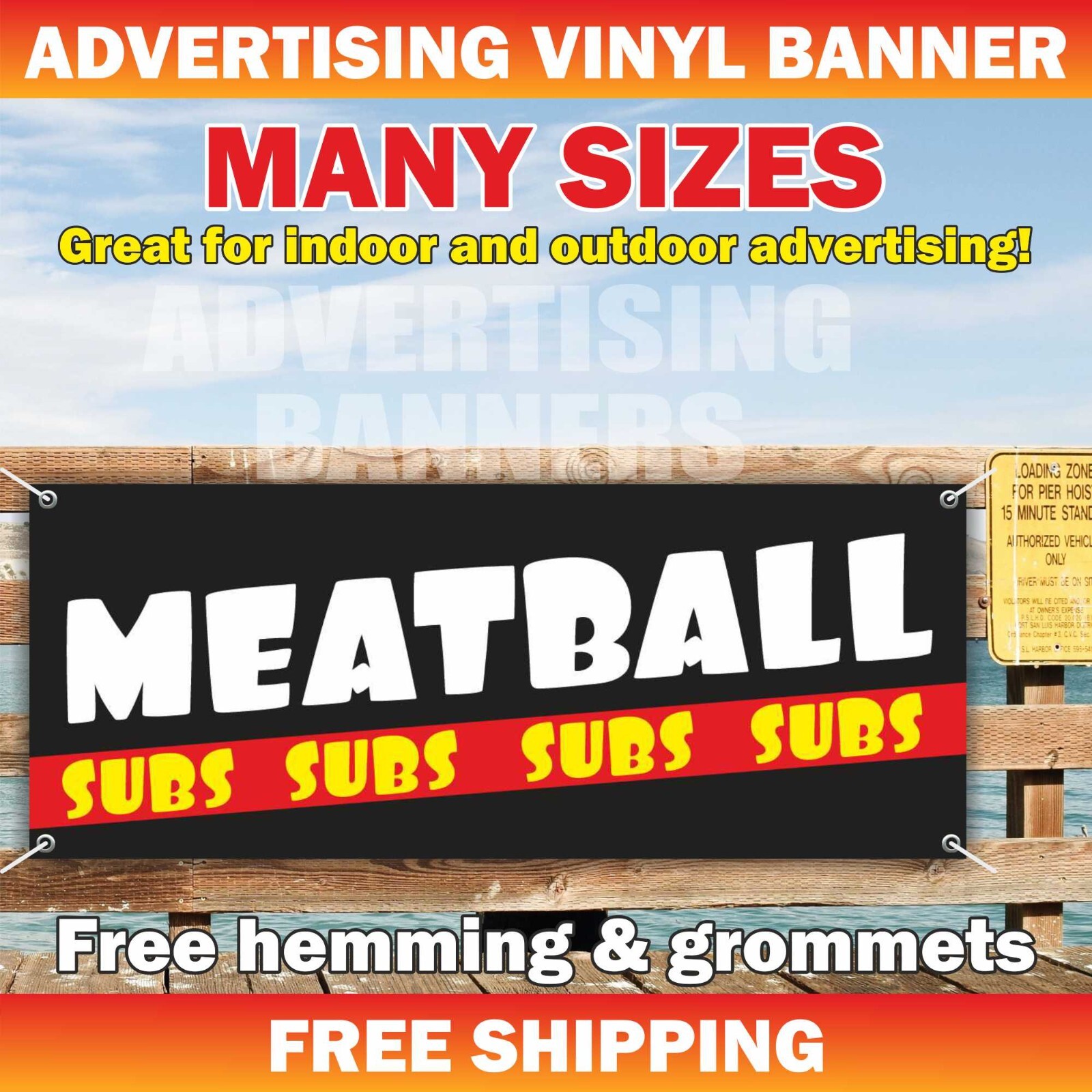 MEATBALL SUBS advertising Banner Vinyl Mesh Sign subway burger fast food bar