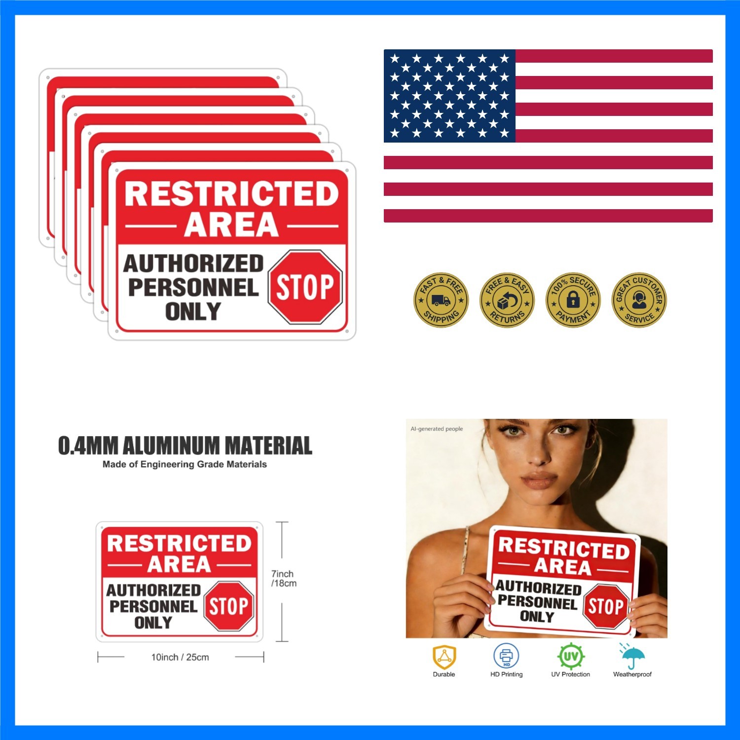 Restricted Area Sign, Authorized Personnel Only Signs, Do Not Enter Sign, 10 …