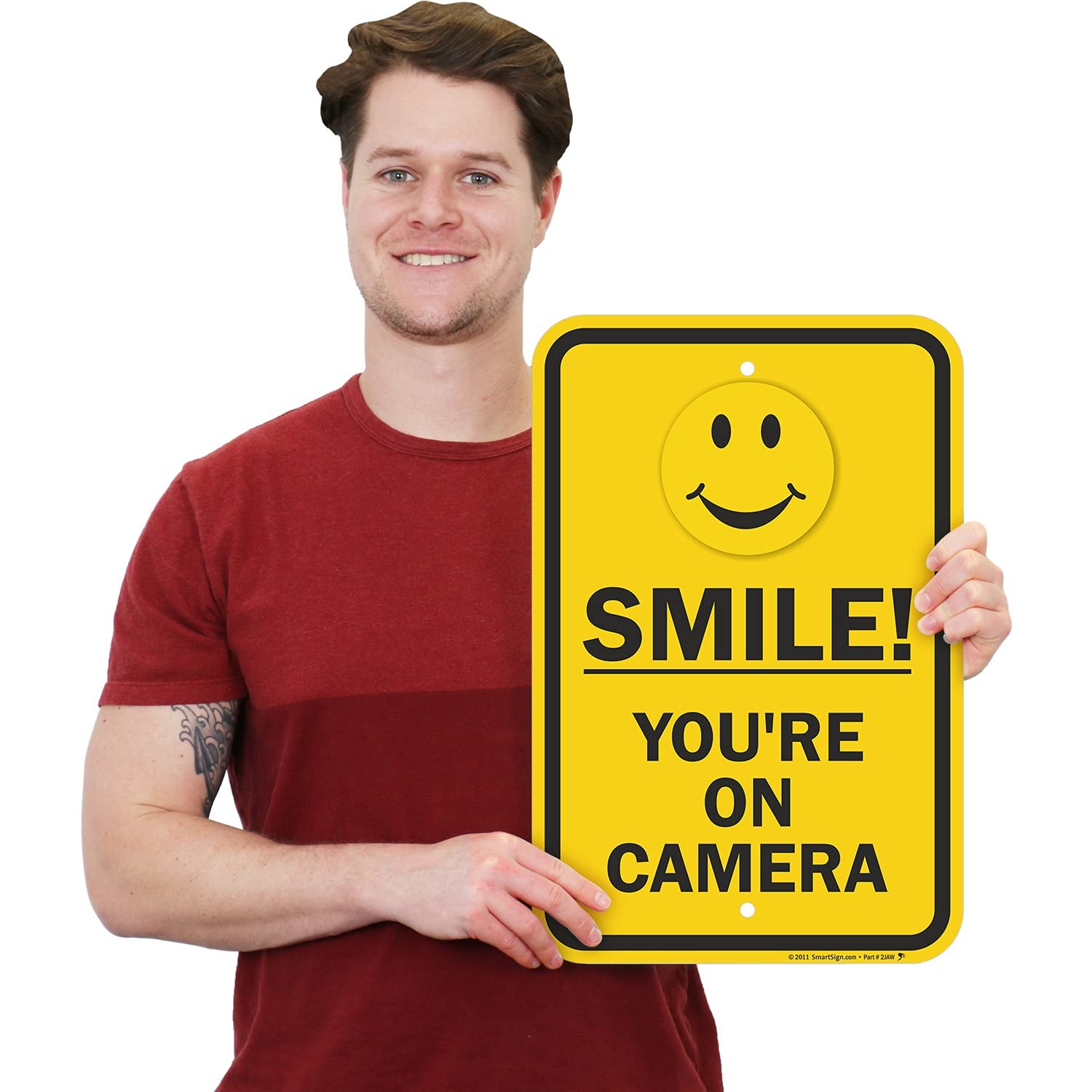 Smile You’re On Camera Sign 12×18 inch Aluminum Security Warning Sign