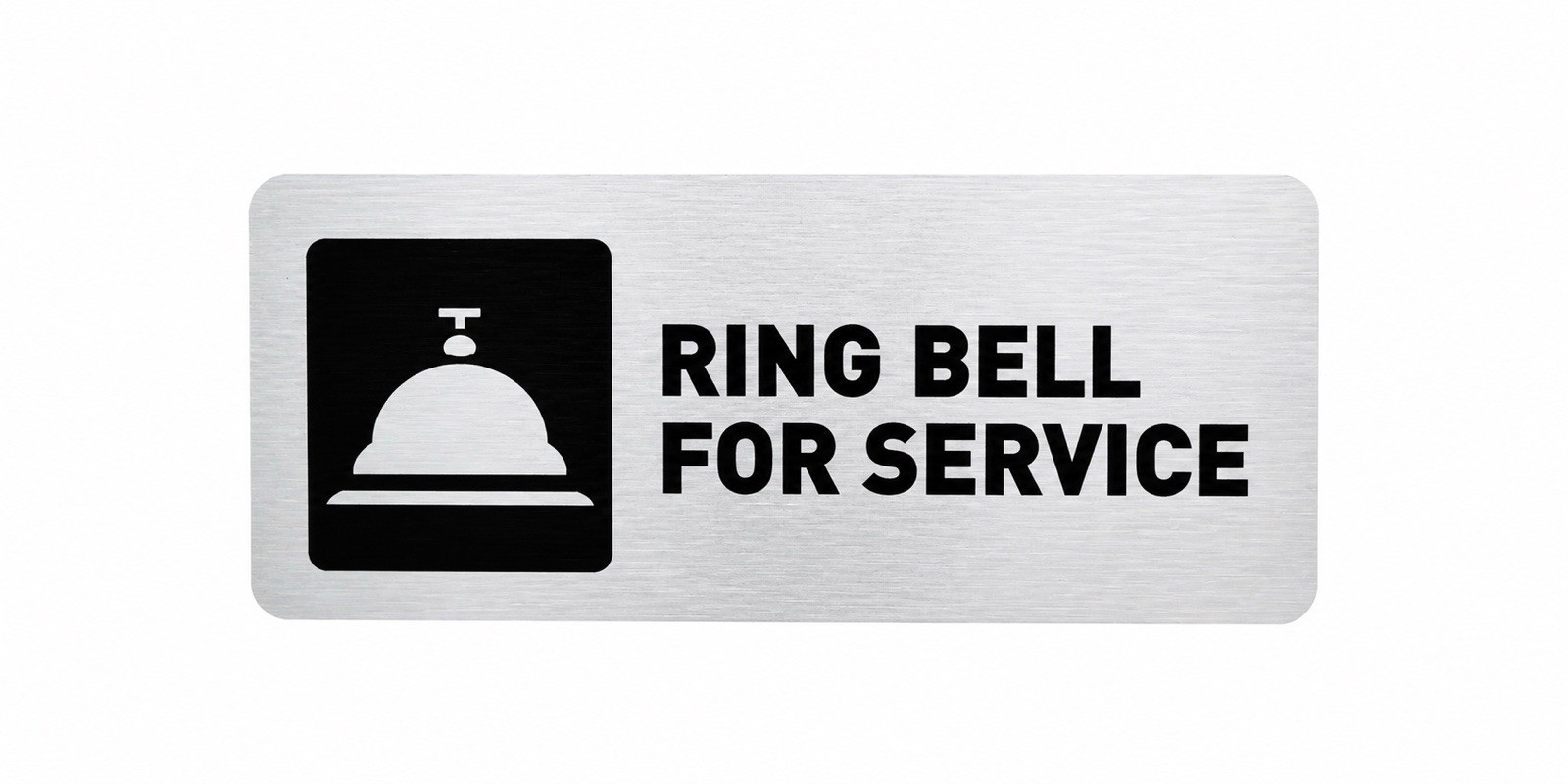 Ring Bell For Service Plaque 7×3 Metal Sign Peel & Stick Mount