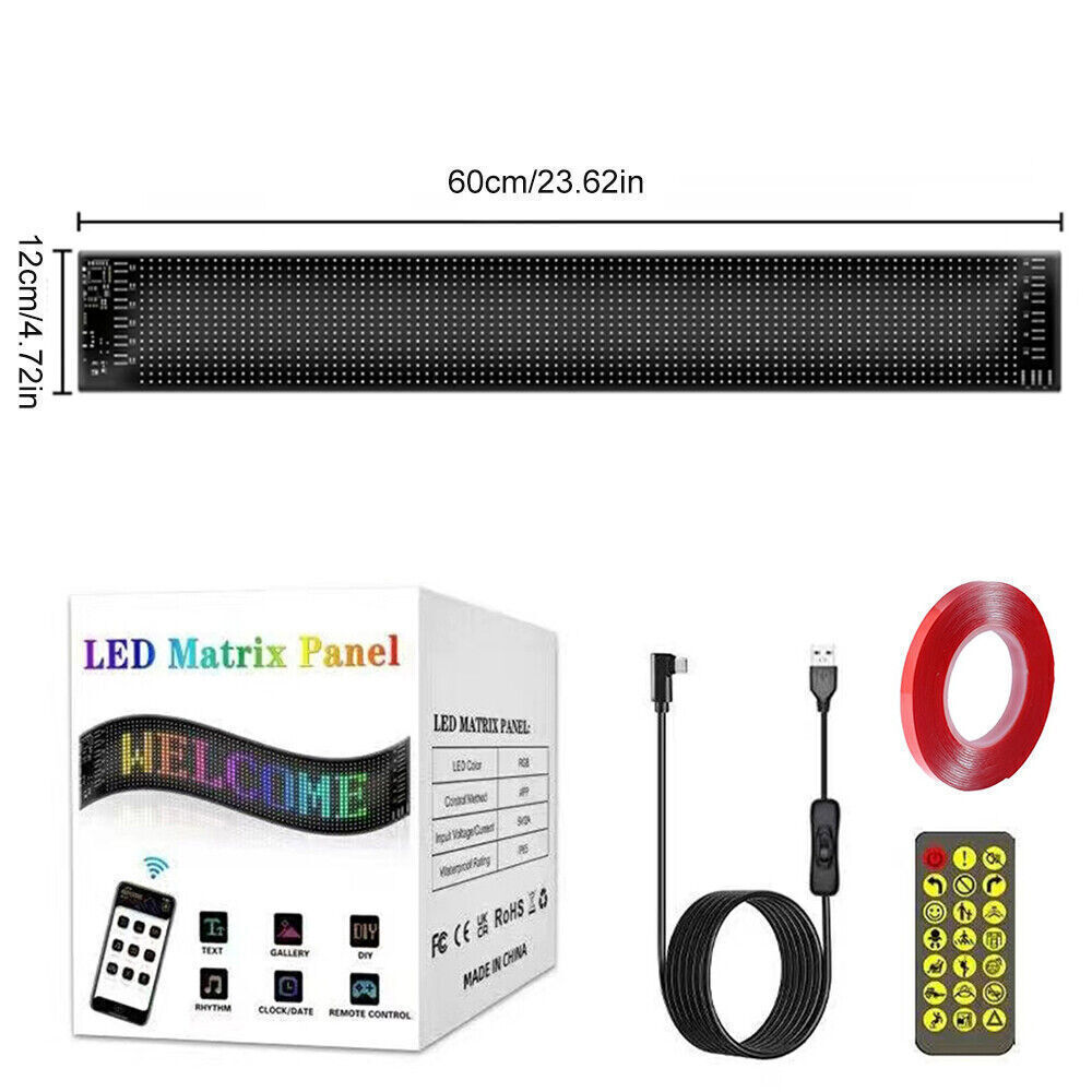 LED RGB Car Eye Sign Animation Matrix USB Panel DIY Programmable Bluetooth LED