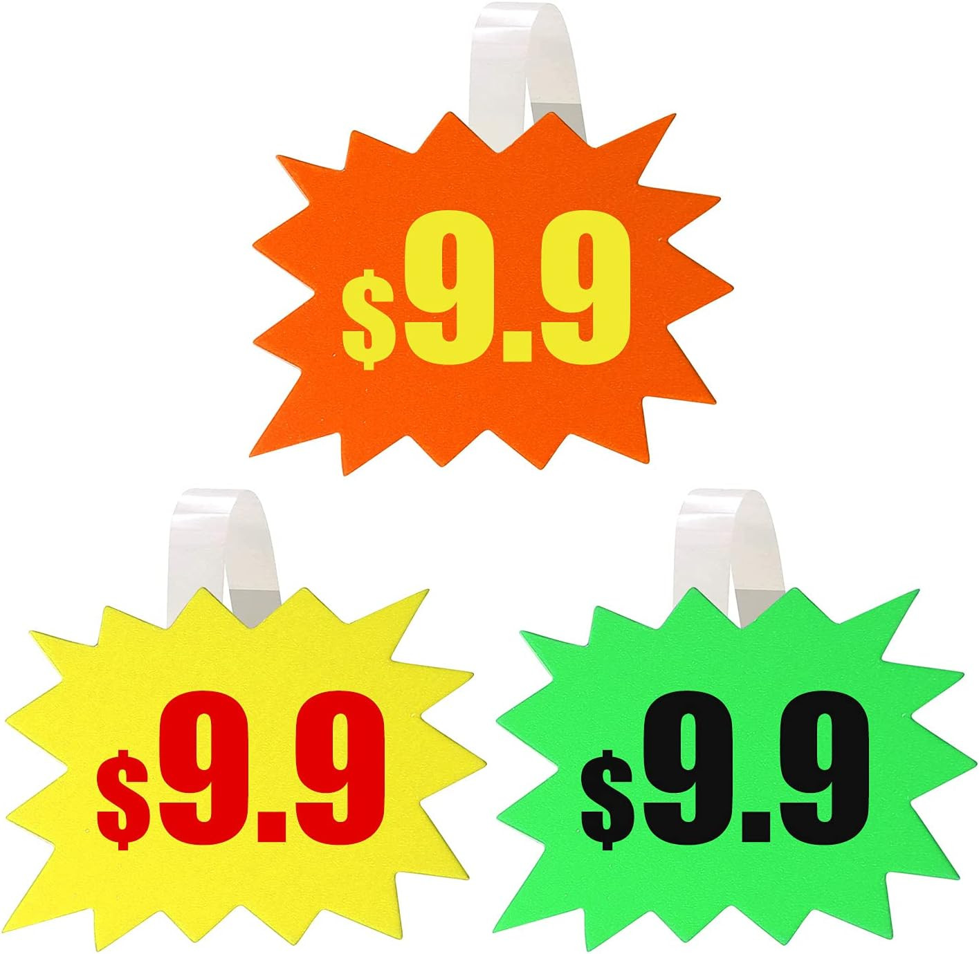 90 PCS Starburst Signs Fluorescent Neon Signs Blank Star Shape Retail Sale Tags