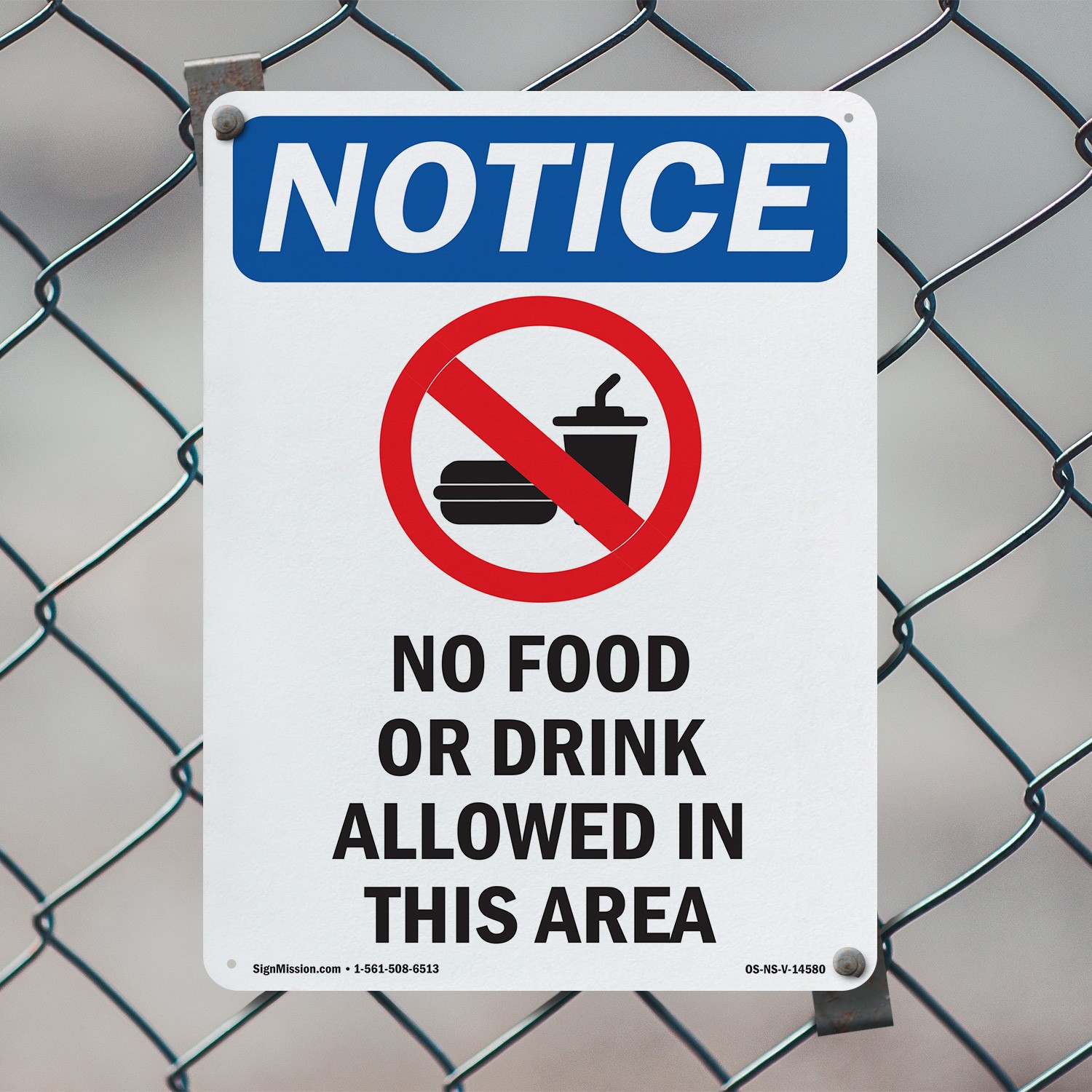 No Food Or Drink Allowed OSHA Notice Sign Metal, Plastic, Decal – 5 or 10 Pack
