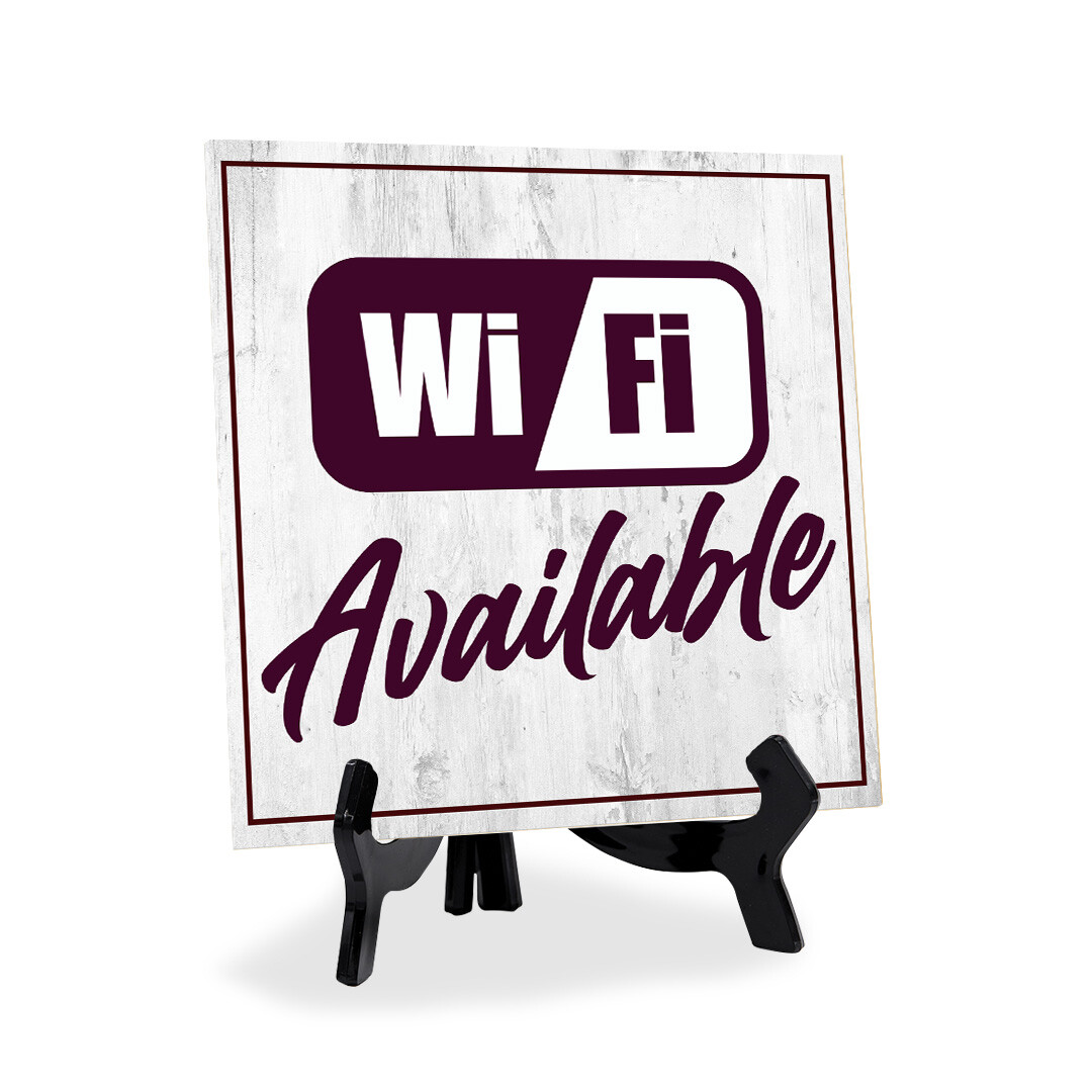 Wi-Fi Available 5″x 5″ Square Table Sign With Acrylic Easel | Restaurant
