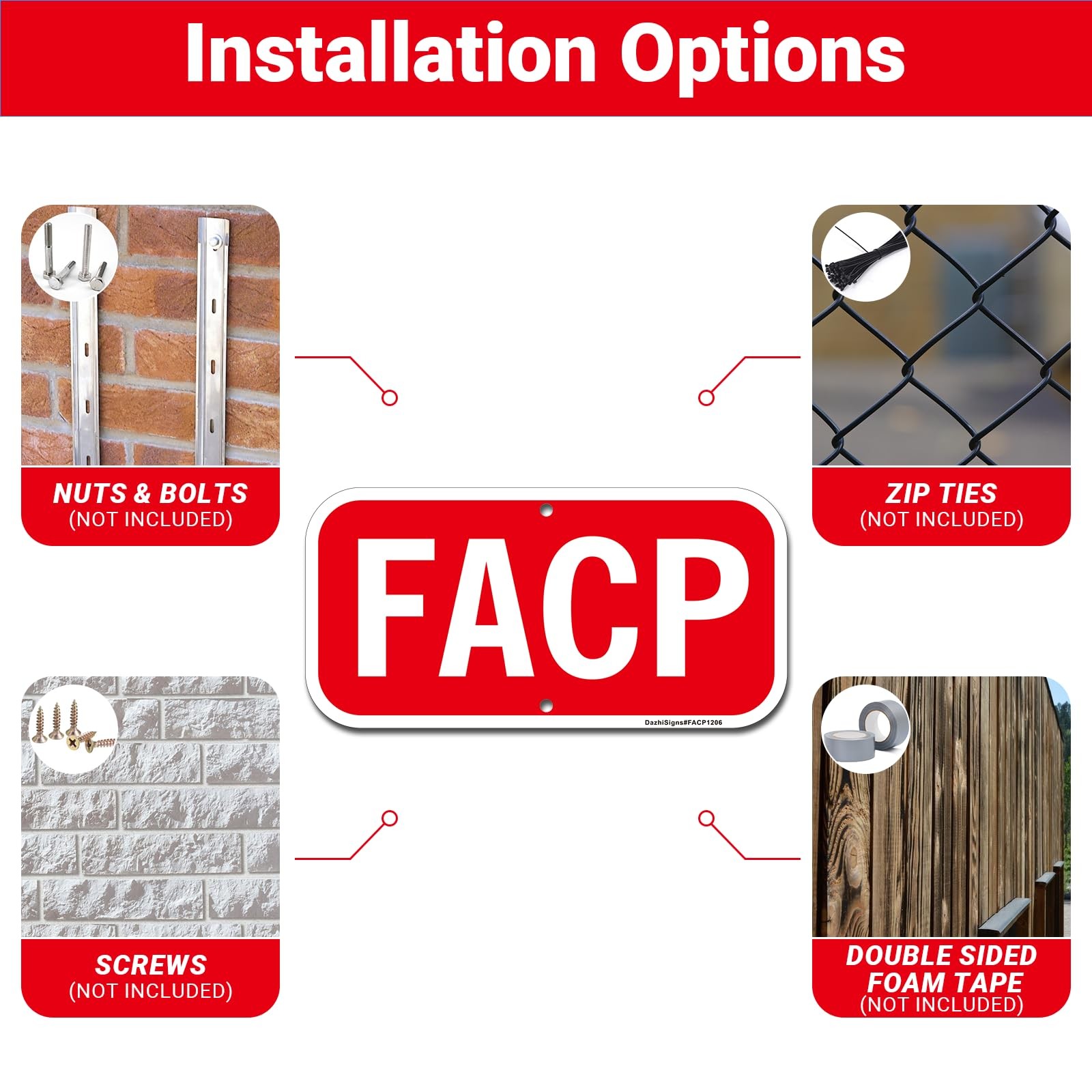 FACP Sign Fire Alarm Control Panel Sign 2Pack -12″x6″ Rust Free Reflective Al…