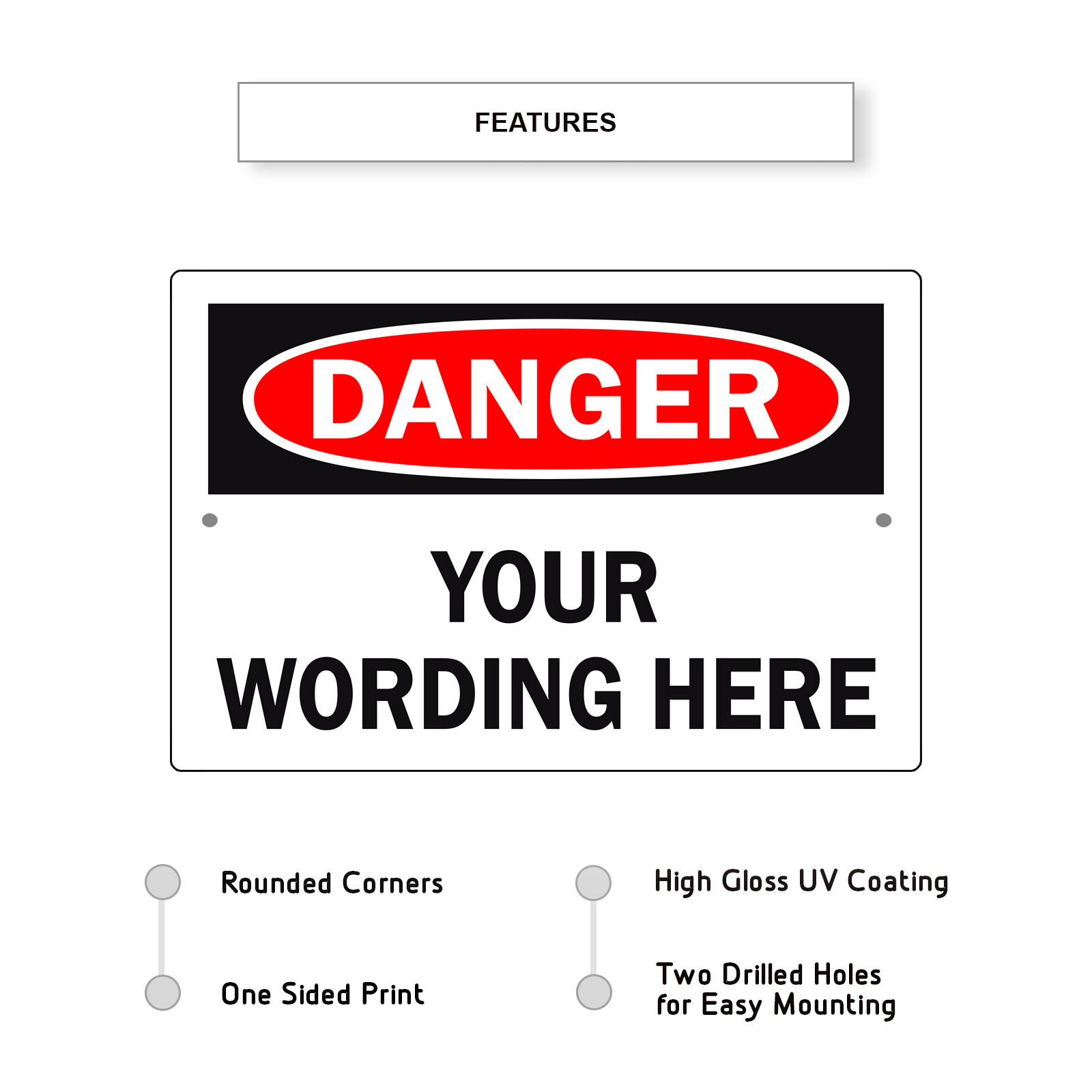 Custom Sign Danger Your Wording Sign Personalized Warning Aluminum Metal Sign