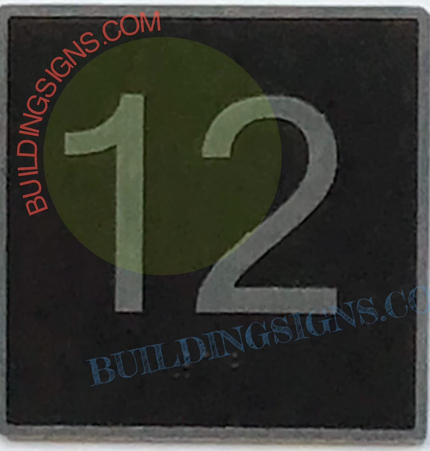 ELEVATOR FLOOR NUMBER 12 SIGN- ELEVATOR JAMB PLATE FLOOR 12 SIGN -REF24-1027