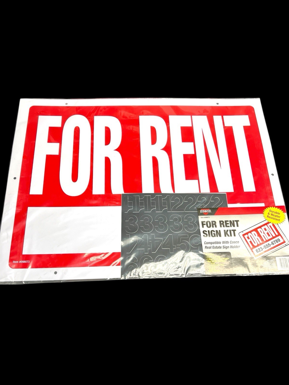 BRAND NEW Large 23×19 FOR RENT Sign w/ Peel And Stick Numbers
