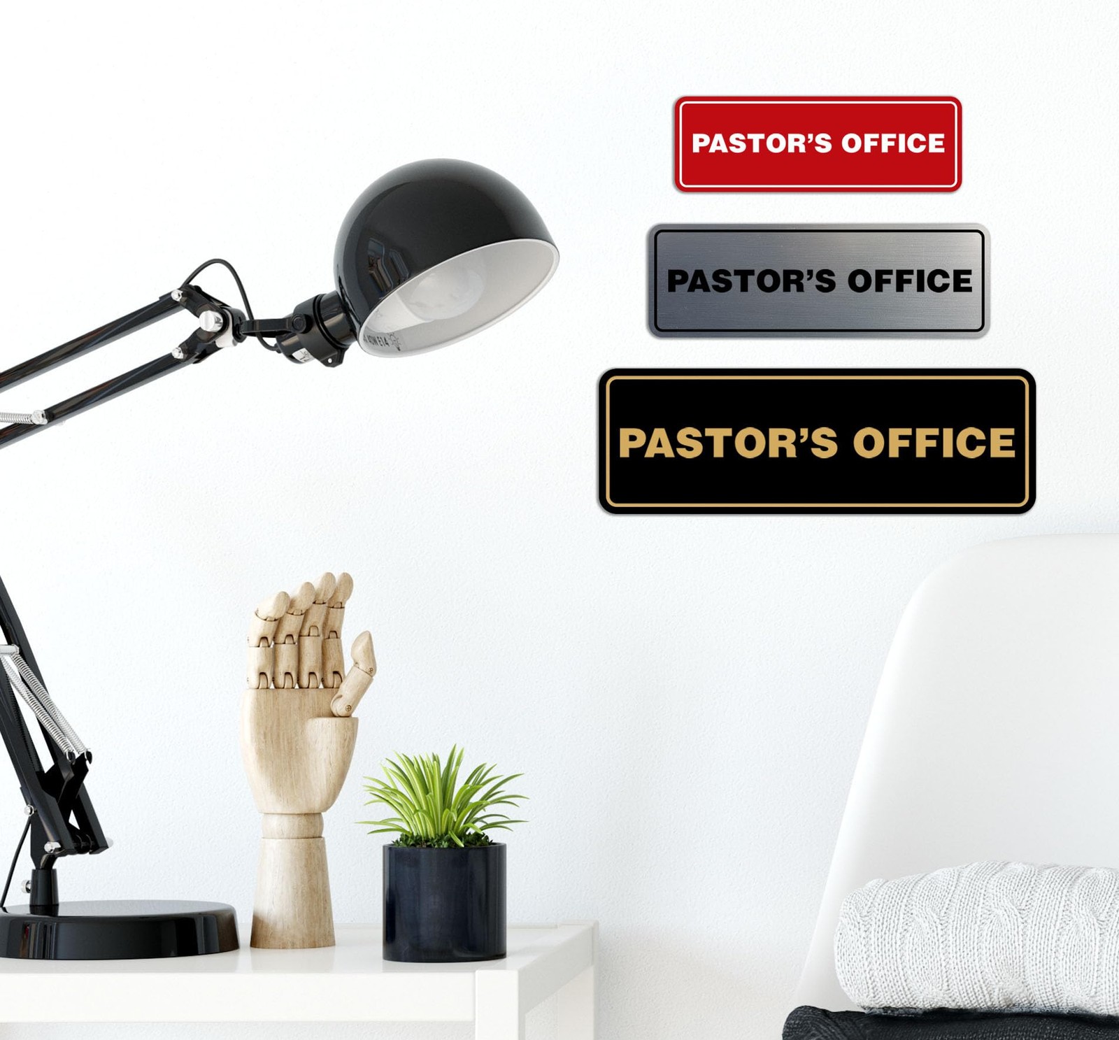 Large Brushed Gold “Pastor’s Office” Standard Door Wall Sign Church Decor