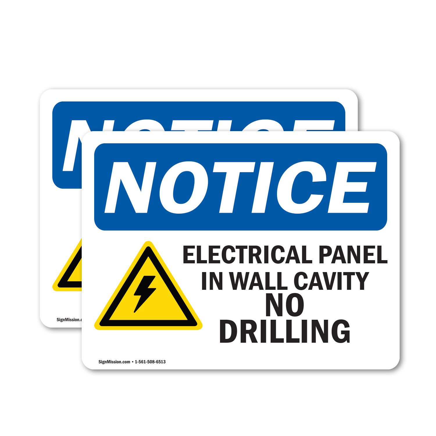 (2 Pack) Electrical Panel In Wall Cavity OSHA Notice Sign Decal Metal Plastic