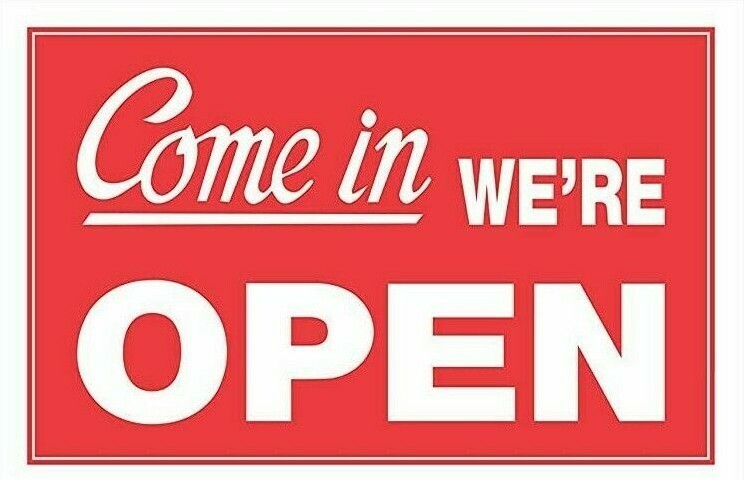 One Sided Come in We’re Open Sign 8 x 12 Inch – 2 Count, White and Red