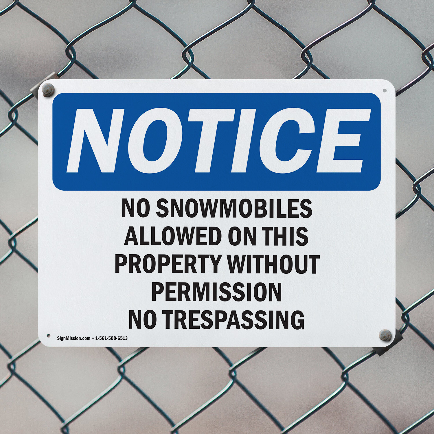 (2 Pack) No Snowmobiles Allowed On This Property OSHA Notice Sign Decal Metal