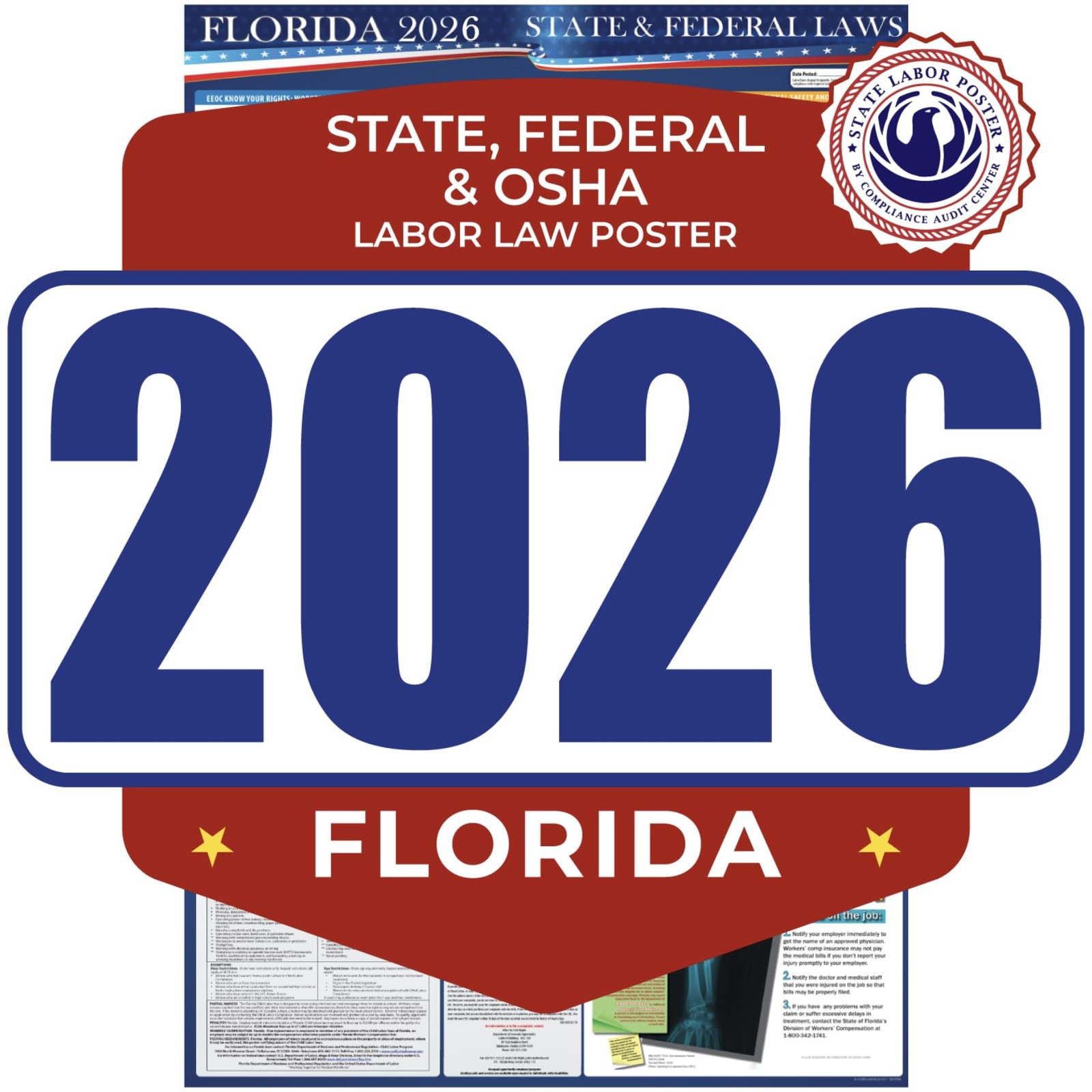 2026 Florida State and Federal Labor Law Poster – English Version – OSHA Work…