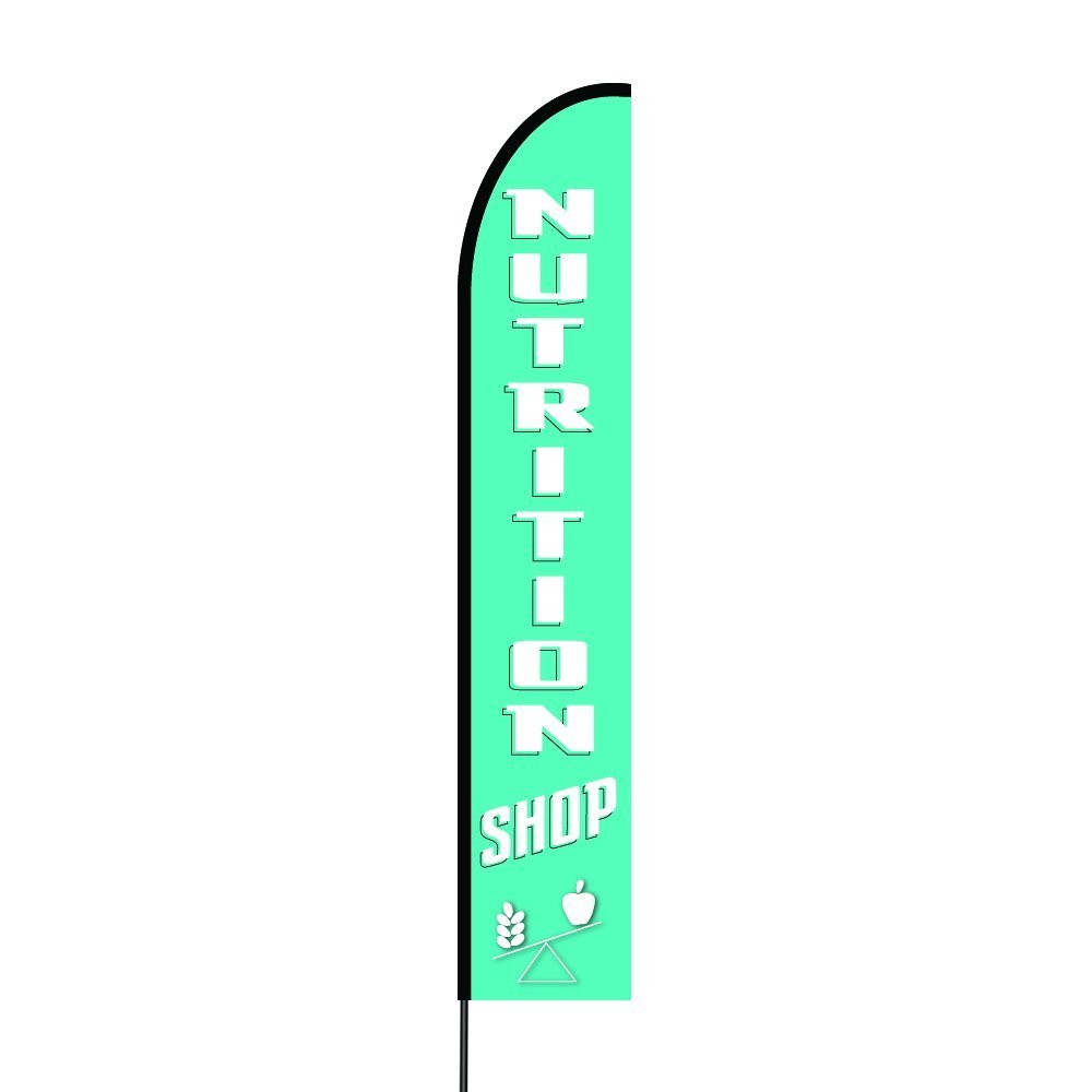 Nutrition Shop Feather Flags Banners w/Pole Kit Stand, Outdoor Advertising Signs