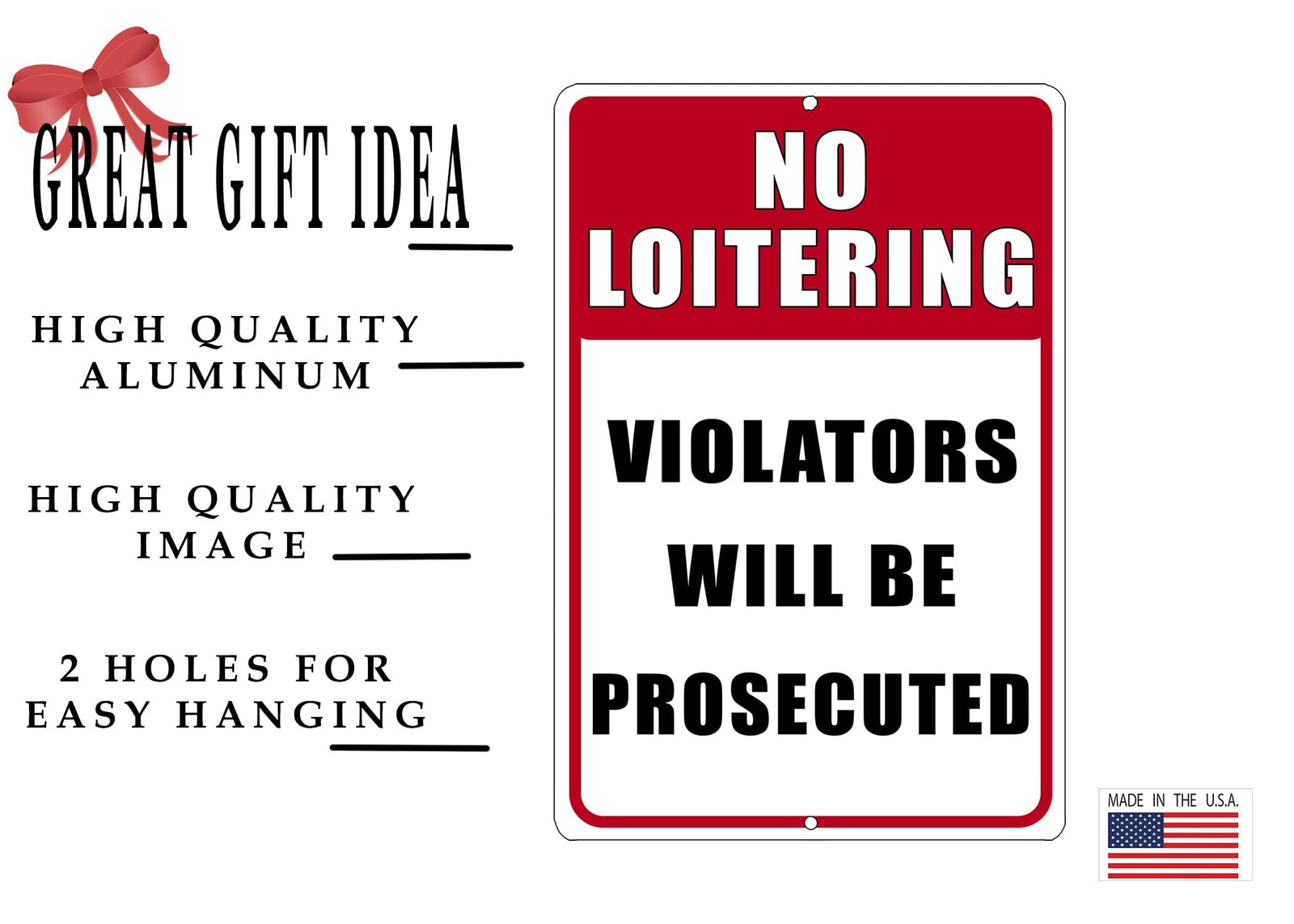 Rogue River Tactical No Loitering Metal Tin Sign Business Retail Store Home L…