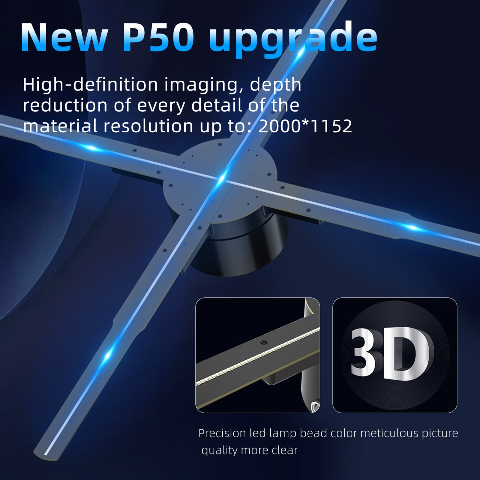 3D Hologram Projector P50 Wifi APP Control Led Display Sign Logo Hologram Han