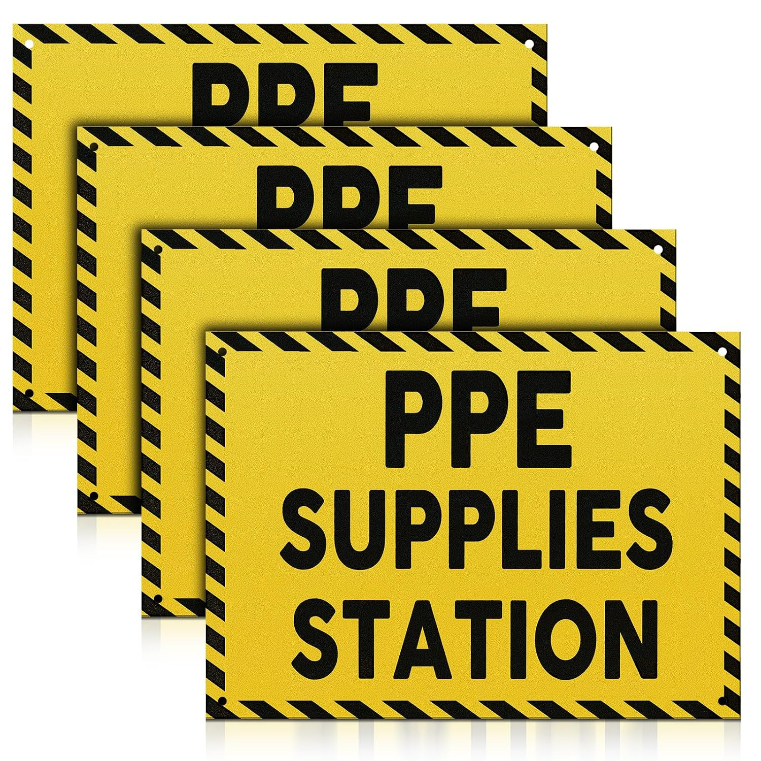 4 Pcs PPE Supplies Station Signs 10″ x 7″ PVC PPE Equipment Safety Signs with…
