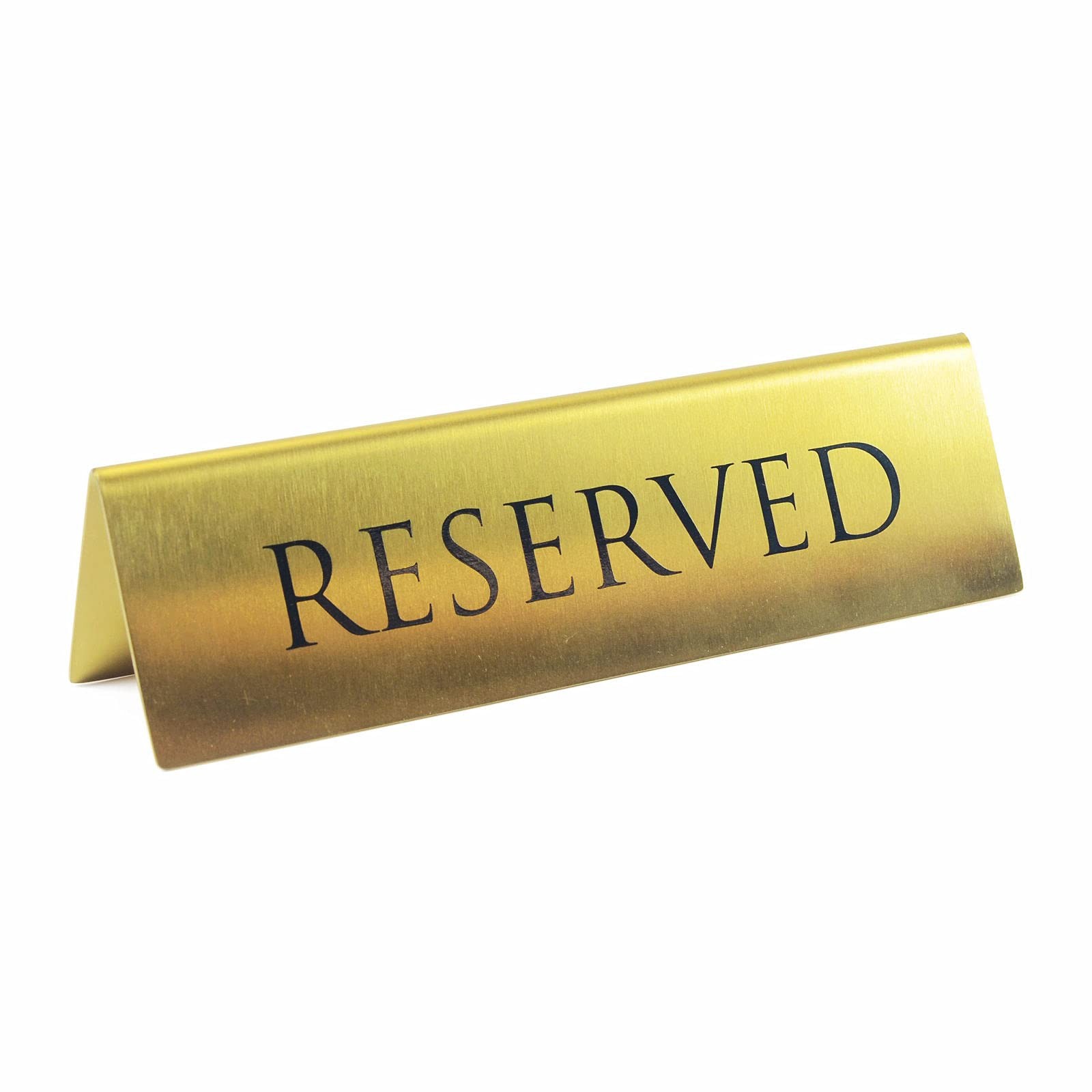 6 PCS Golden Metal Table Top Reserved Sign Double Sided Tent 6×1.75 Inch