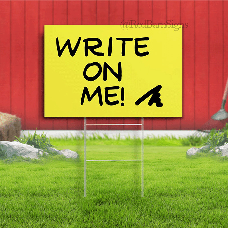 Yellow Blank Lawn Yard Sign Single-Sided with metal H-Stakes