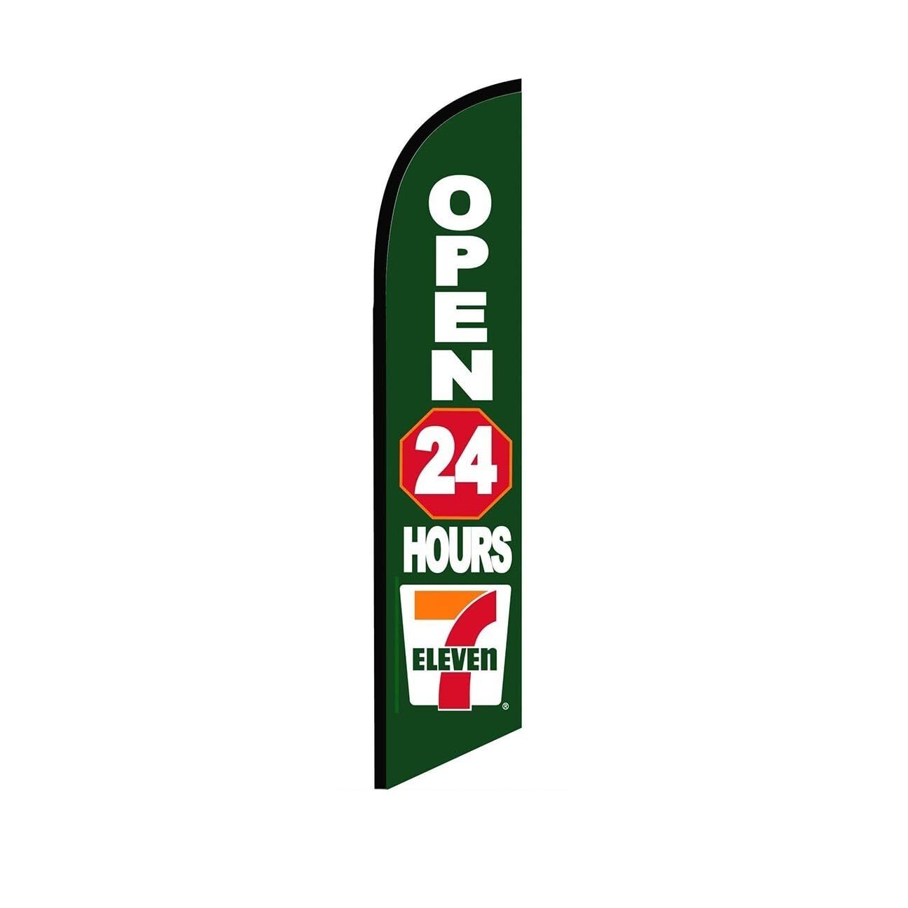 7 Eleven Open 24hrs Swooper Flutter Windless Feather Flag | 3ft W x 11.5ft Tall