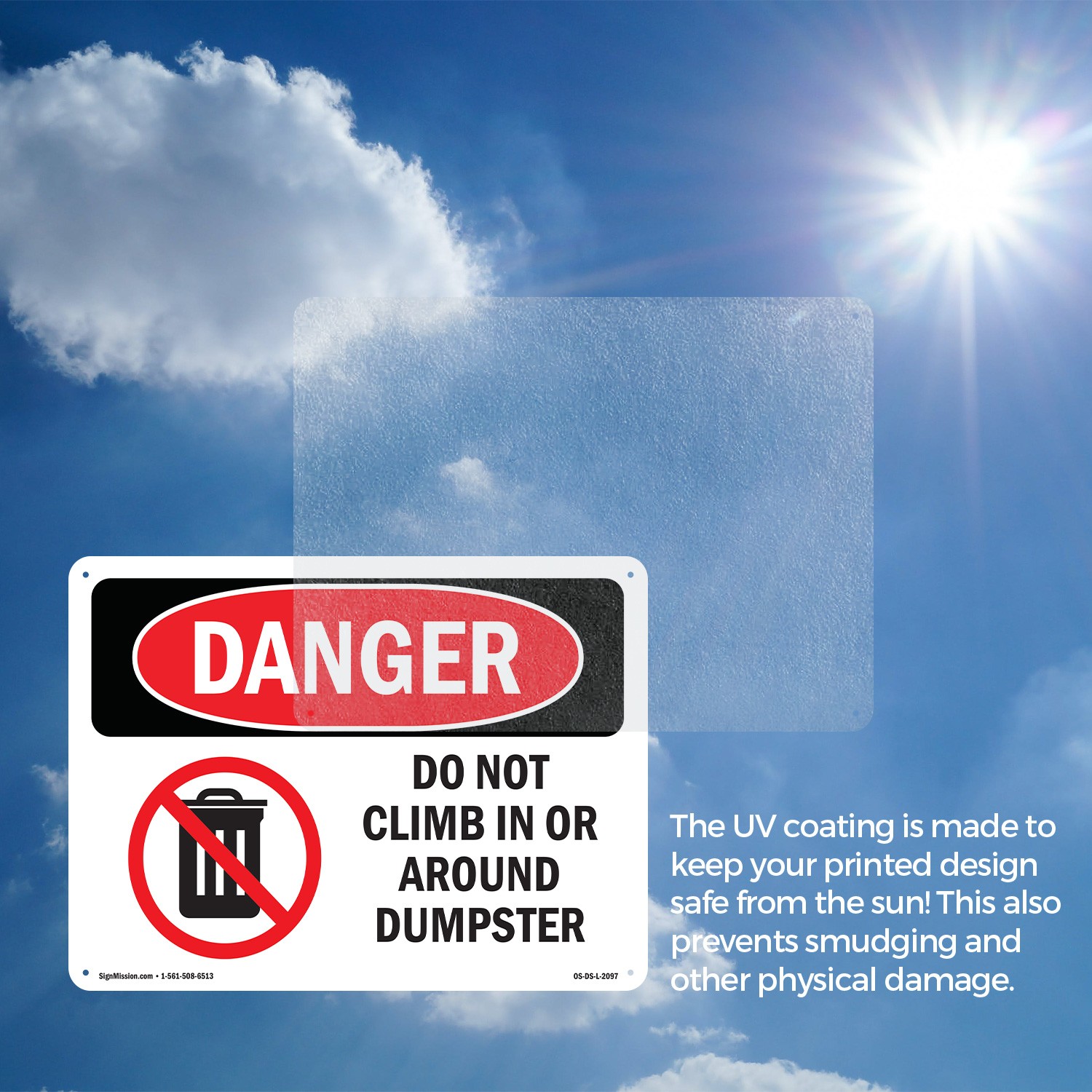 Do Not Climb In Or Around Dumpster OSHA Danger Sign Metal, Decal – 5 or 10 Pack