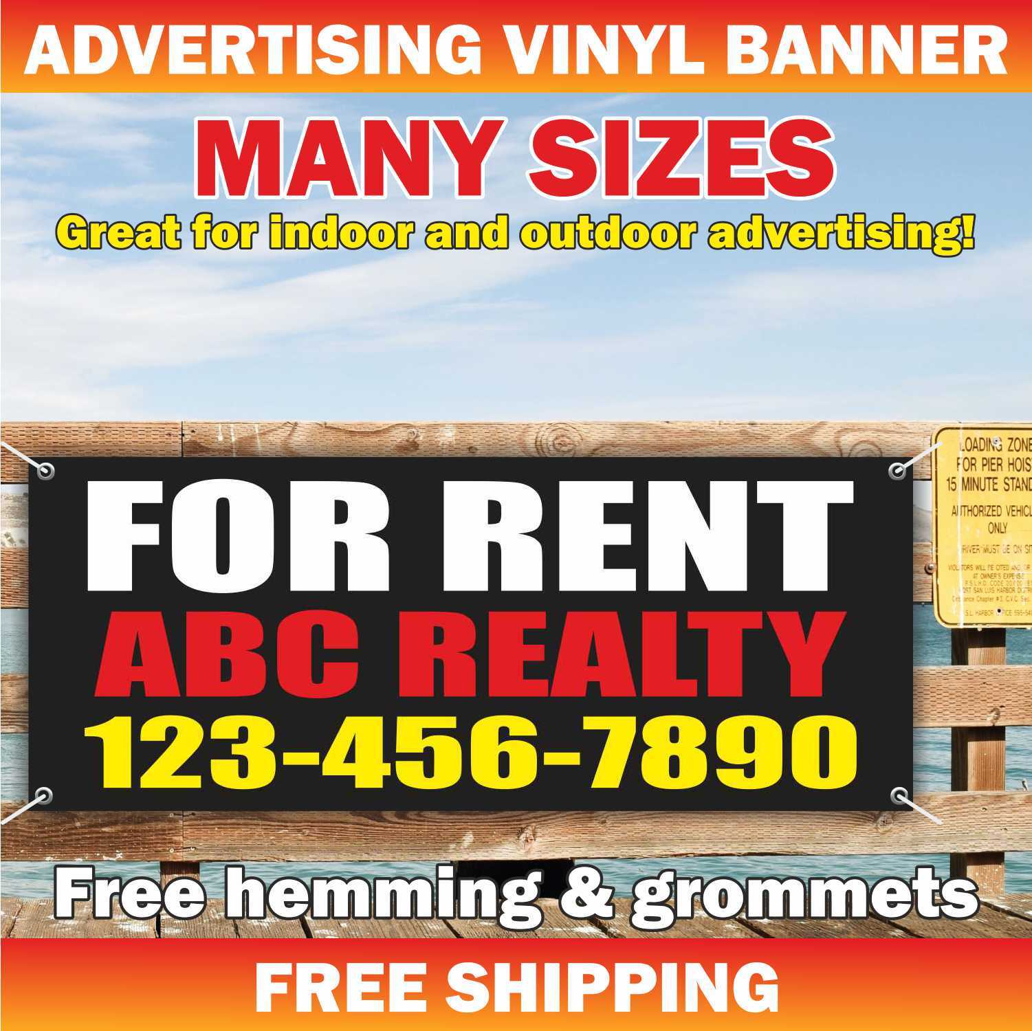 FOR RENT ABC REALTY Advertising Banner Vinyl Mesh Sign Rental Sale Lease Realtor