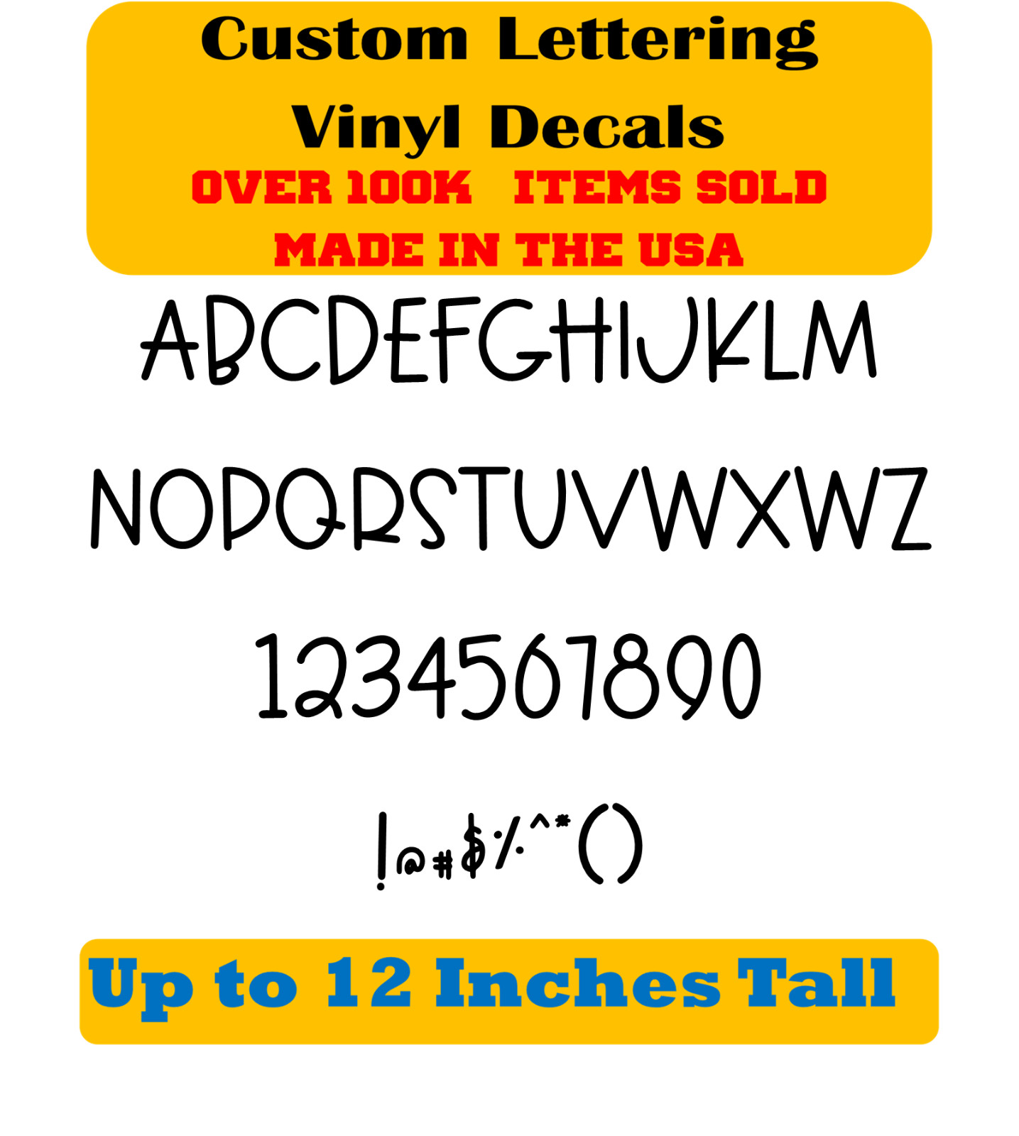 Custom Personalized Decal Vinyl Lettering Text Business Sign Handwritten Font vJ