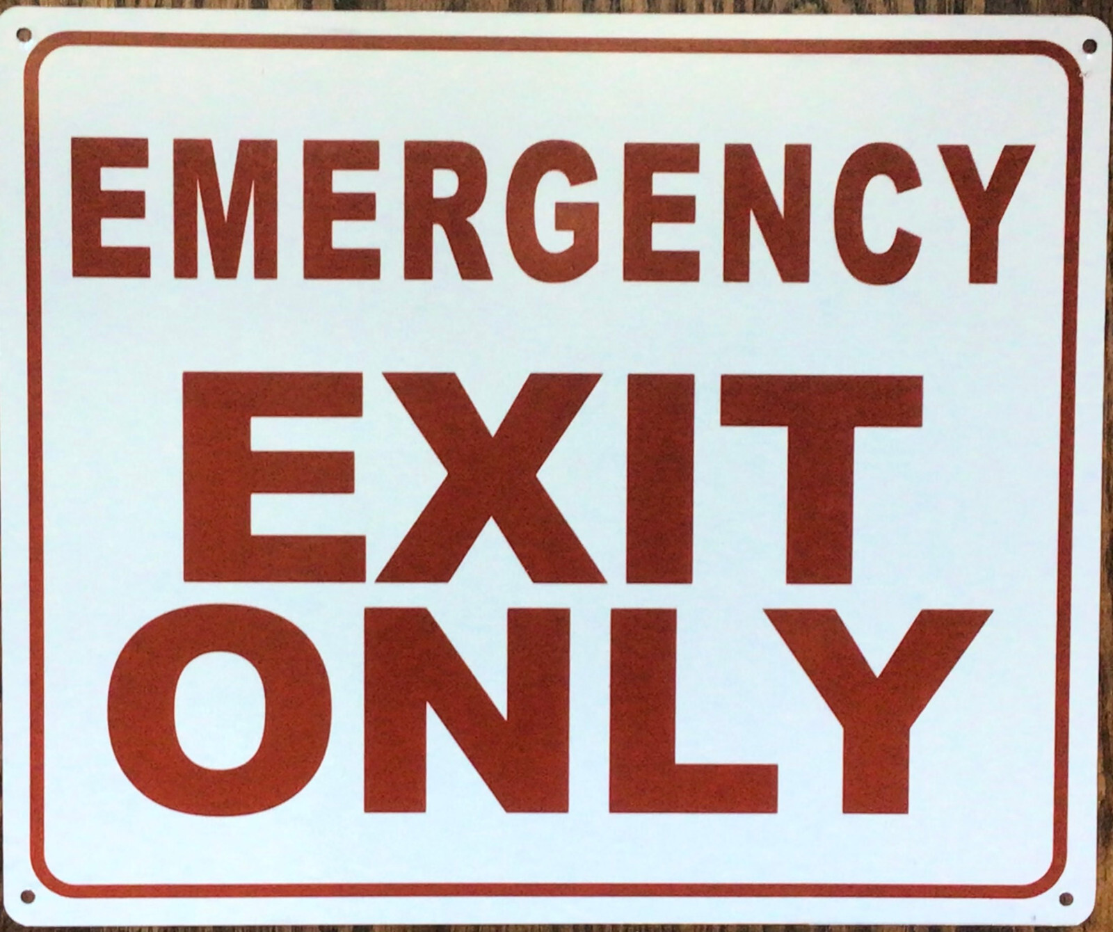 EMERGENCY EXIT ONLY SIGN ( white, 10×12)-REF24-1027